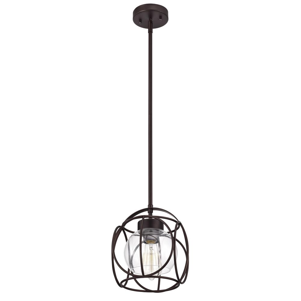 CHLOE Lighting RYLEE Transitional 1 Light Oil Rubbed Bronze Mini Pendant Ceiling Fixture 10" Wide. Picture 2