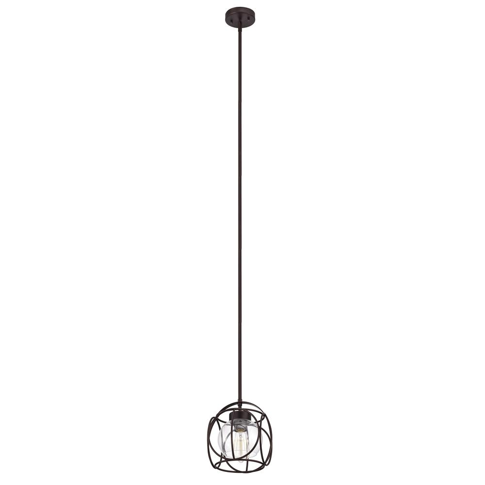 CHLOE Lighting RYLEE Transitional 1 Light Oil Rubbed Bronze Mini Pendant Ceiling Fixture 10" Wide. Picture 3