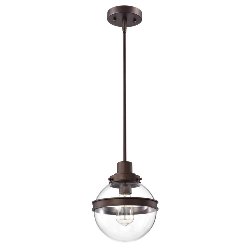 CHLOE Lighting ROAN Transitional 1 Light Oil Rubbed Bronze Mini Pendant Ceiling Fixture 9" Wide. Picture 2