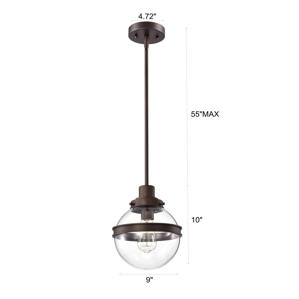 CHLOE Lighting ROAN Transitional 1 Light Oil Rubbed Bronze Mini Pendant Ceiling Fixture 9" Wide. Picture 10
