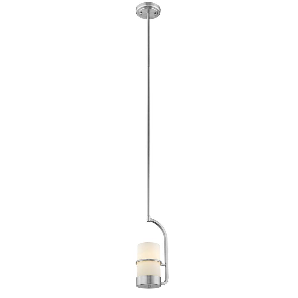 PENELOPE Contemporary 1 Light Brushed Nickel Ceiling Mini Pendant 7" Wide. Picture 1