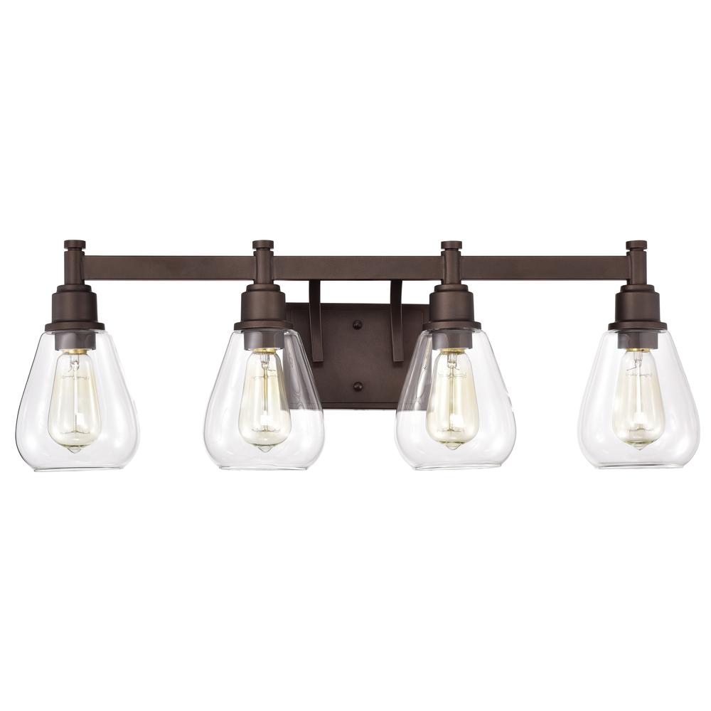 CHLOE Lighting HUDSON Transitional 4 Light Oil Rubbed Bronze Bath Vanity Fixture 29" Wide. Picture 8