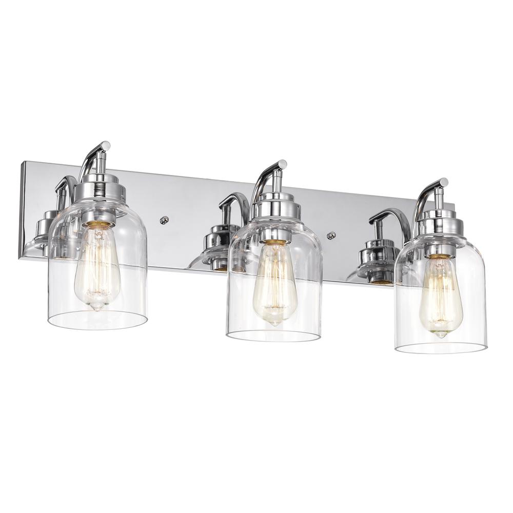 CHLOE Lighting THIERRY Transitional 3 Light Chrome Bath Vanity Fixture 24" Wide. Picture 1