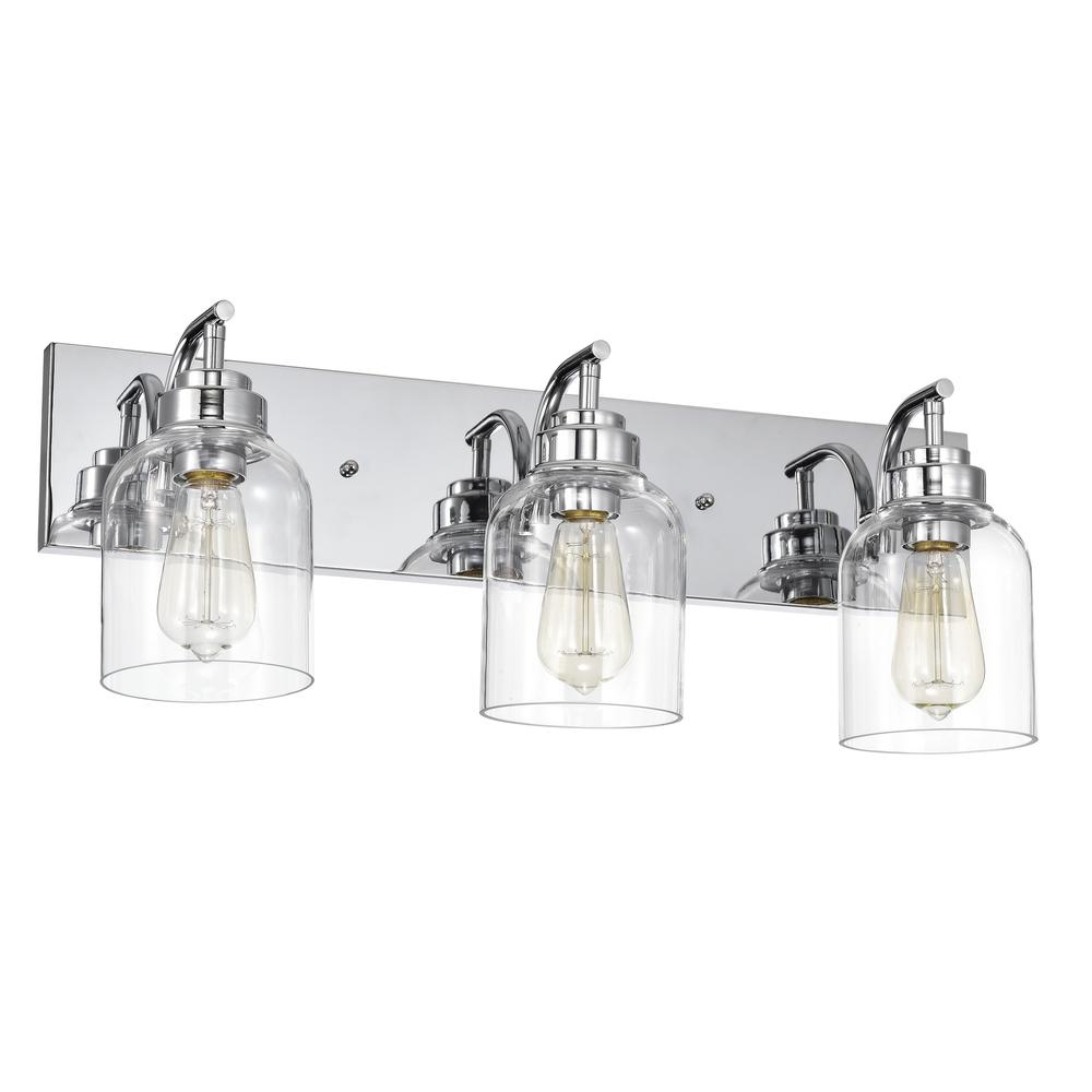 CHLOE Lighting THIERRY Transitional 3 Light Chrome Bath Vanity Fixture 24" Wide. Picture 2