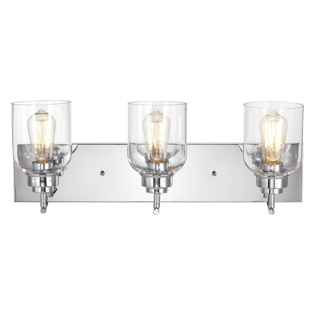 CHLOE Lighting THIERRY Transitional 3 Light Chrome Bath Vanity Fixture 24" Wide. Picture 4