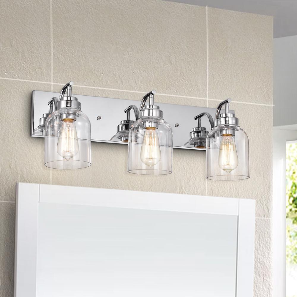 CHLOE Lighting THIERRY Transitional 3 Light Chrome Bath Vanity Fixture 24" Wide. Picture 7