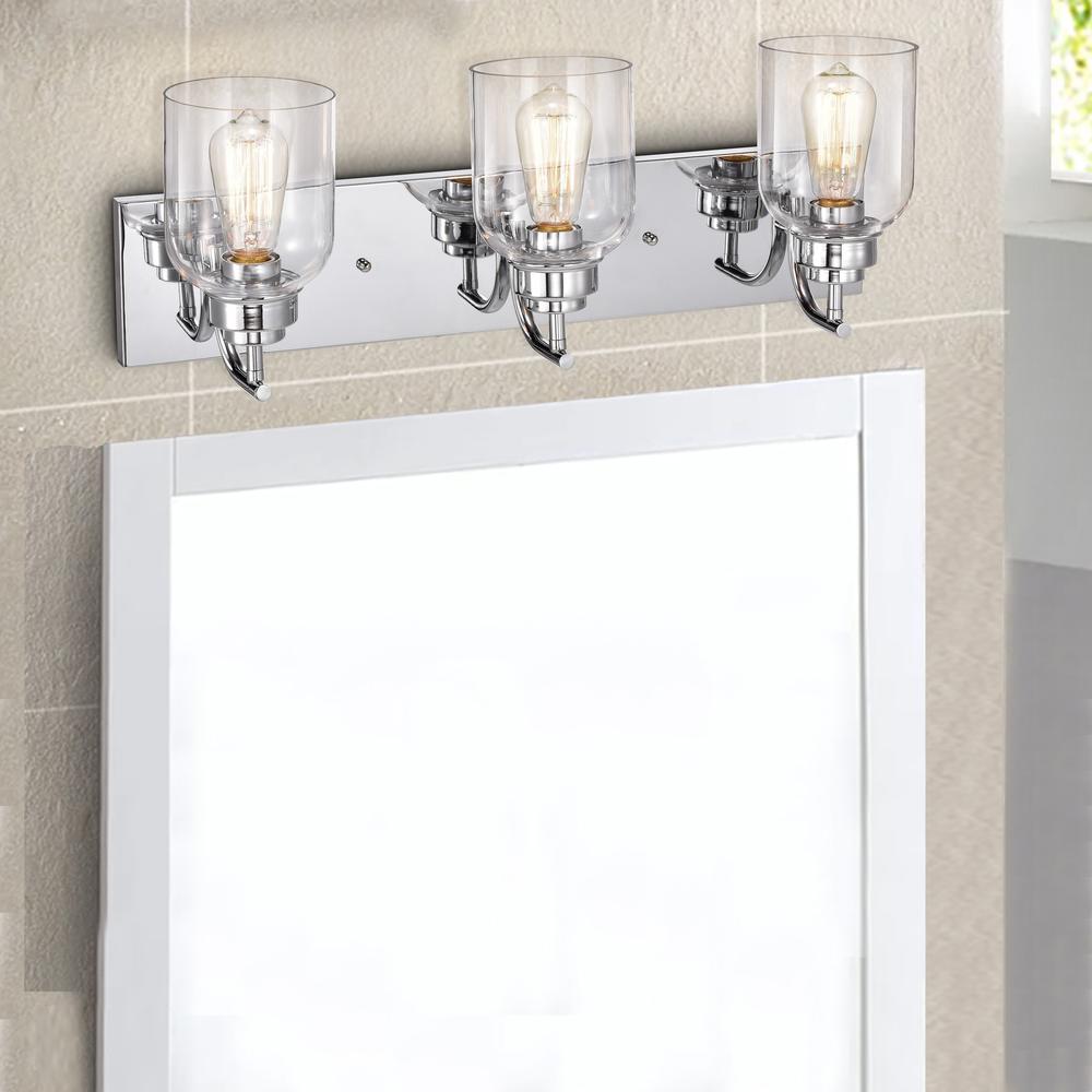 CHLOE Lighting THIERRY Transitional 3 Light Chrome Bath Vanity Fixture 24" Wide. Picture 9