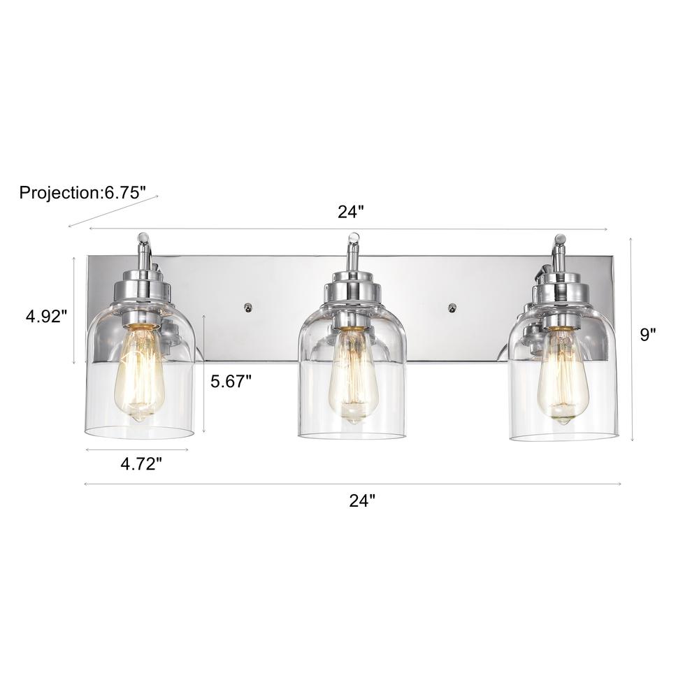 CHLOE Lighting THIERRY Transitional 3 Light Chrome Bath Vanity Fixture 24" Wide. Picture 10