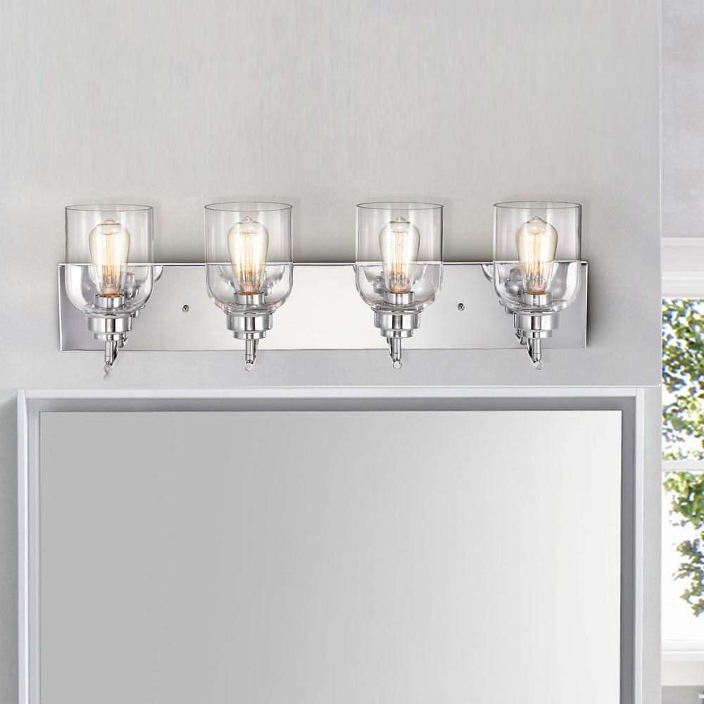 CHLOE Lighting THIERRY Transitional 4 Light Chrome Bath Vanity Fixture 30 " Wide. Picture 10