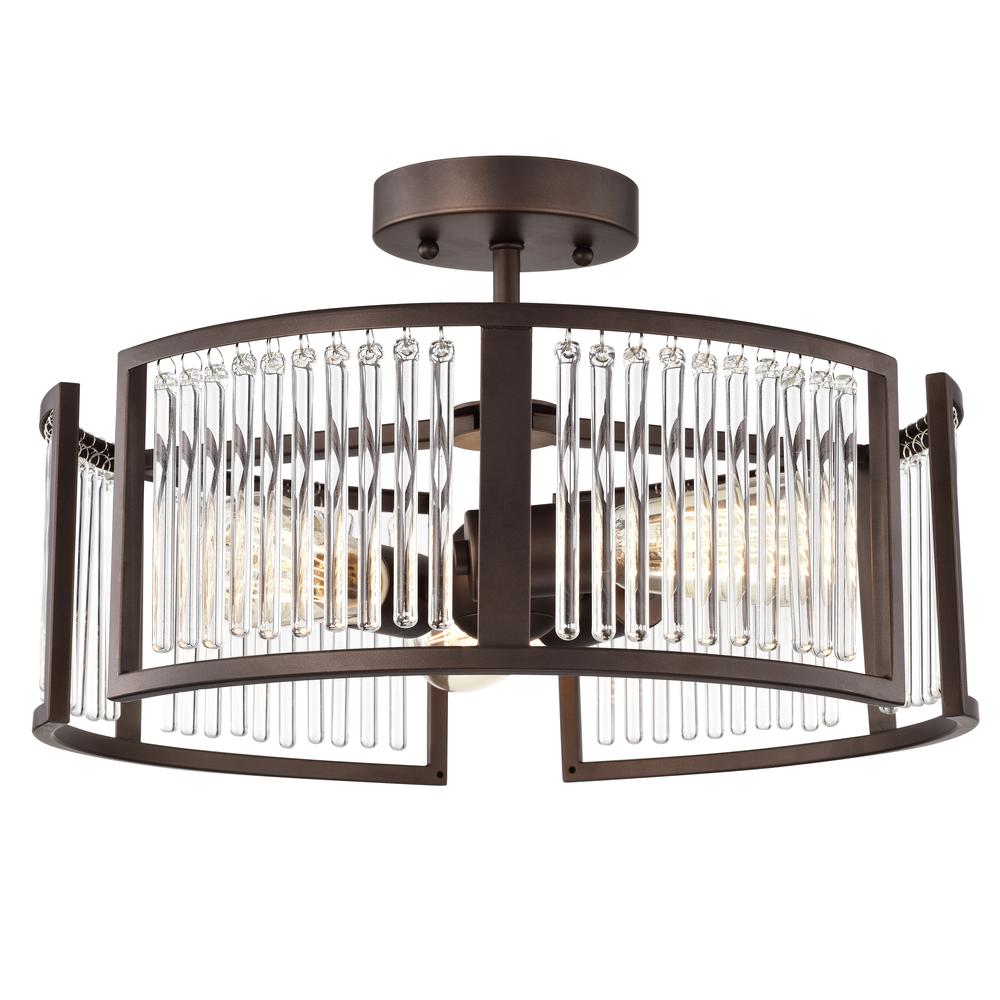 CHLOE Lighting FREY Transitional 3 Light Oil Rubbed Bronze Semi-Flush Ceiling Fixture 16" Wide. Picture 1