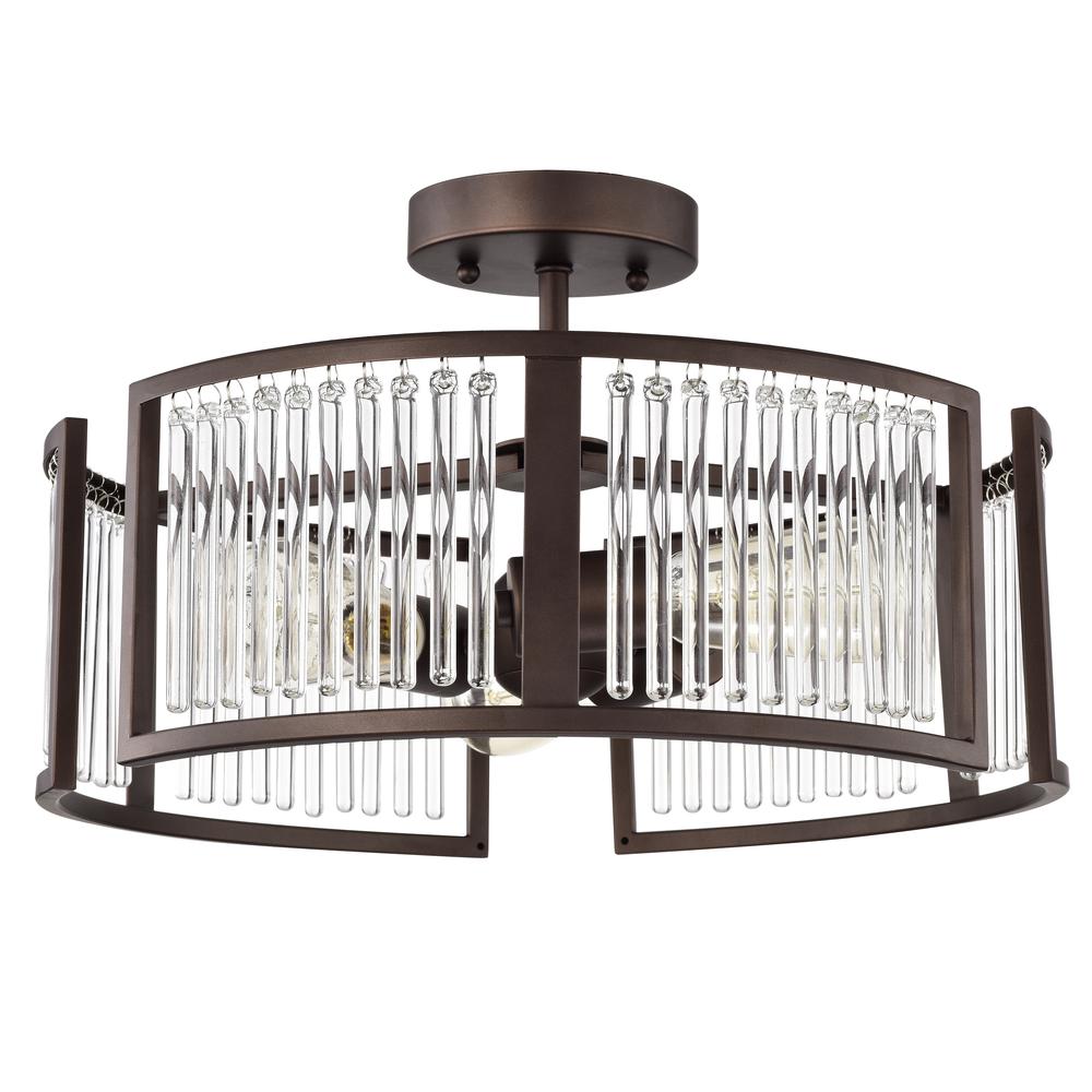 CHLOE Lighting FREY Transitional 3 Light Oil Rubbed Bronze Semi-Flush Ceiling Fixture 16" Wide. Picture 2