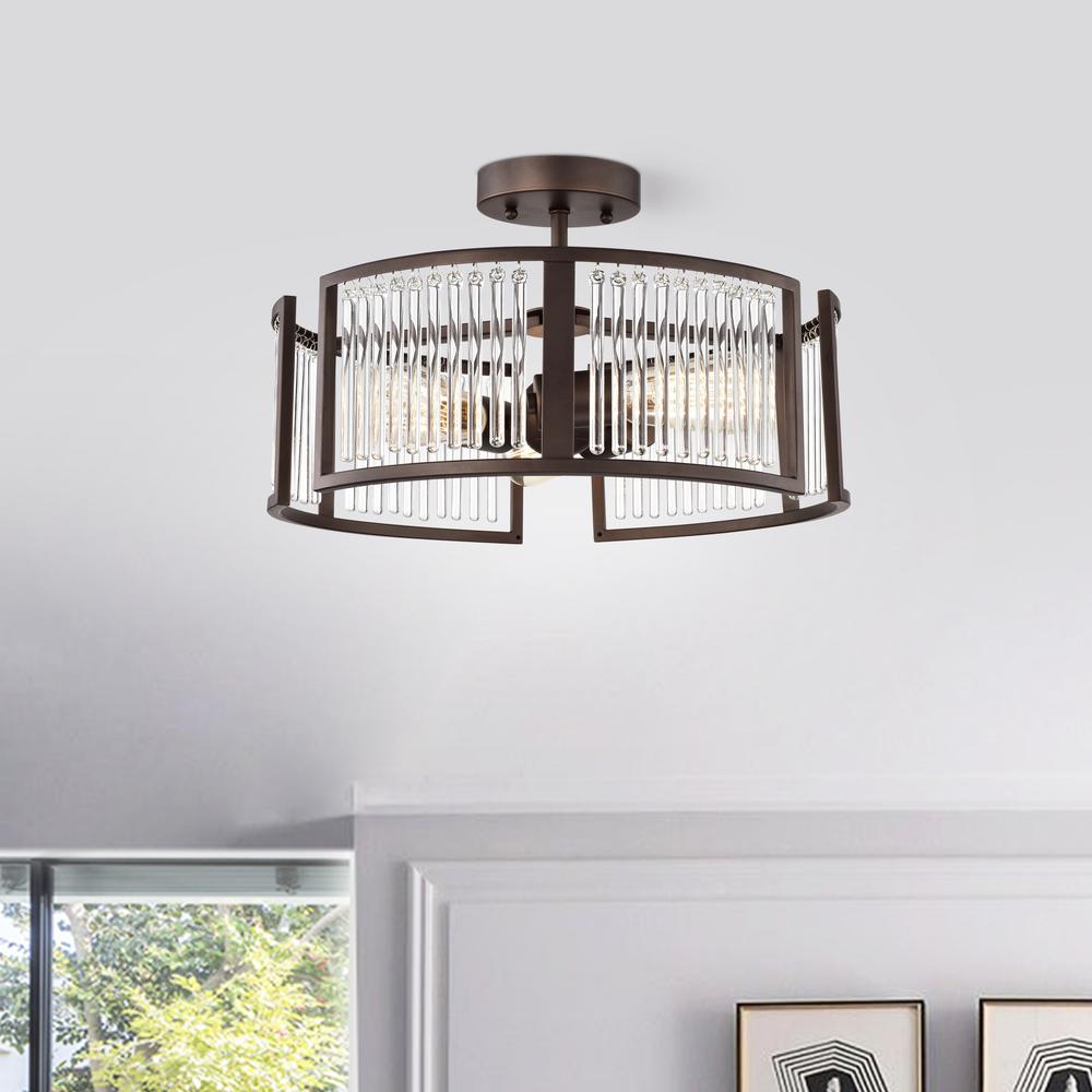 CHLOE Lighting FREY Transitional 3 Light Oil Rubbed Bronze Semi-Flush Ceiling Fixture 16" Wide. Picture 7