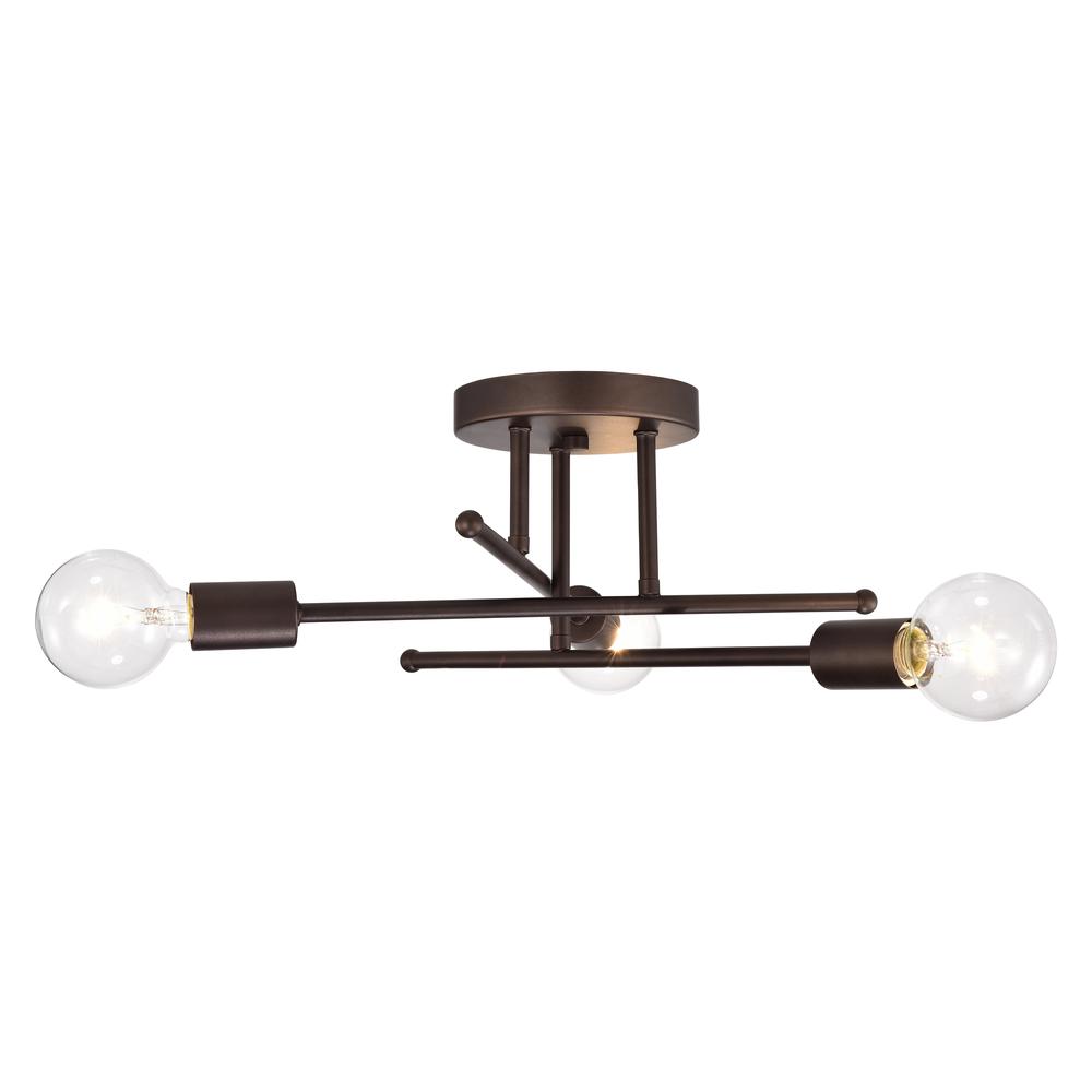CHLOE Lighting IRONCLAD Industrial 3 Light Oil Rubbed Bronze Semi-Flush Ceiling Fixture 21" Wide. Picture 1