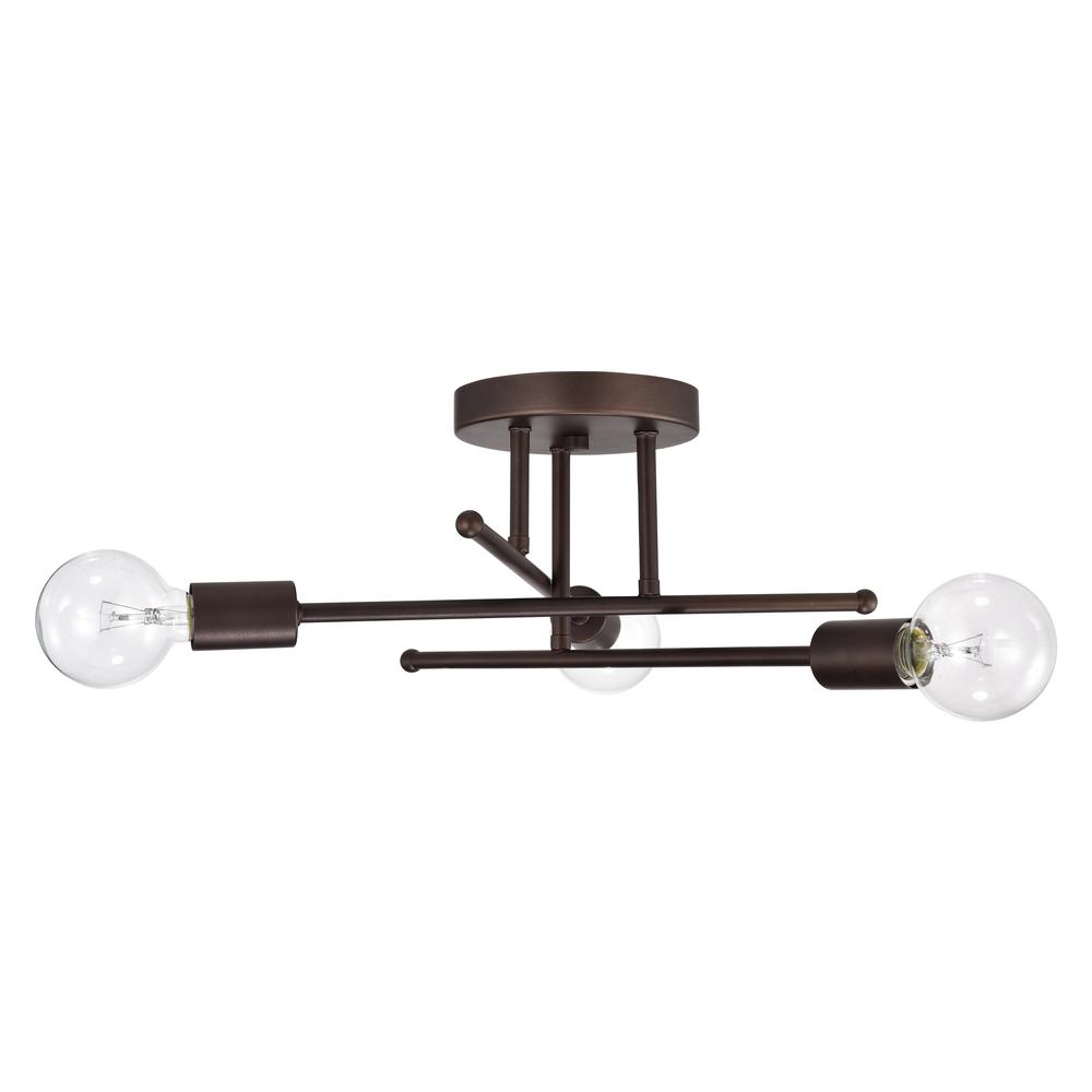 CHLOE Lighting IRONCLAD Industrial 3 Light Oil Rubbed Bronze Semi-Flush Ceiling Fixture 21" Wide. Picture 2