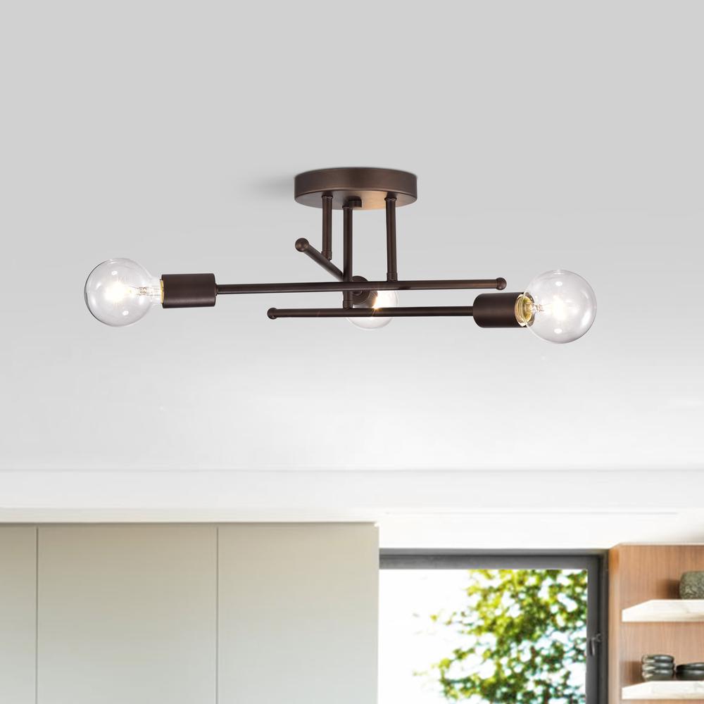 CHLOE Lighting IRONCLAD Industrial 3 Light Oil Rubbed Bronze Semi-Flush Ceiling Fixture 21" Wide. Picture 7