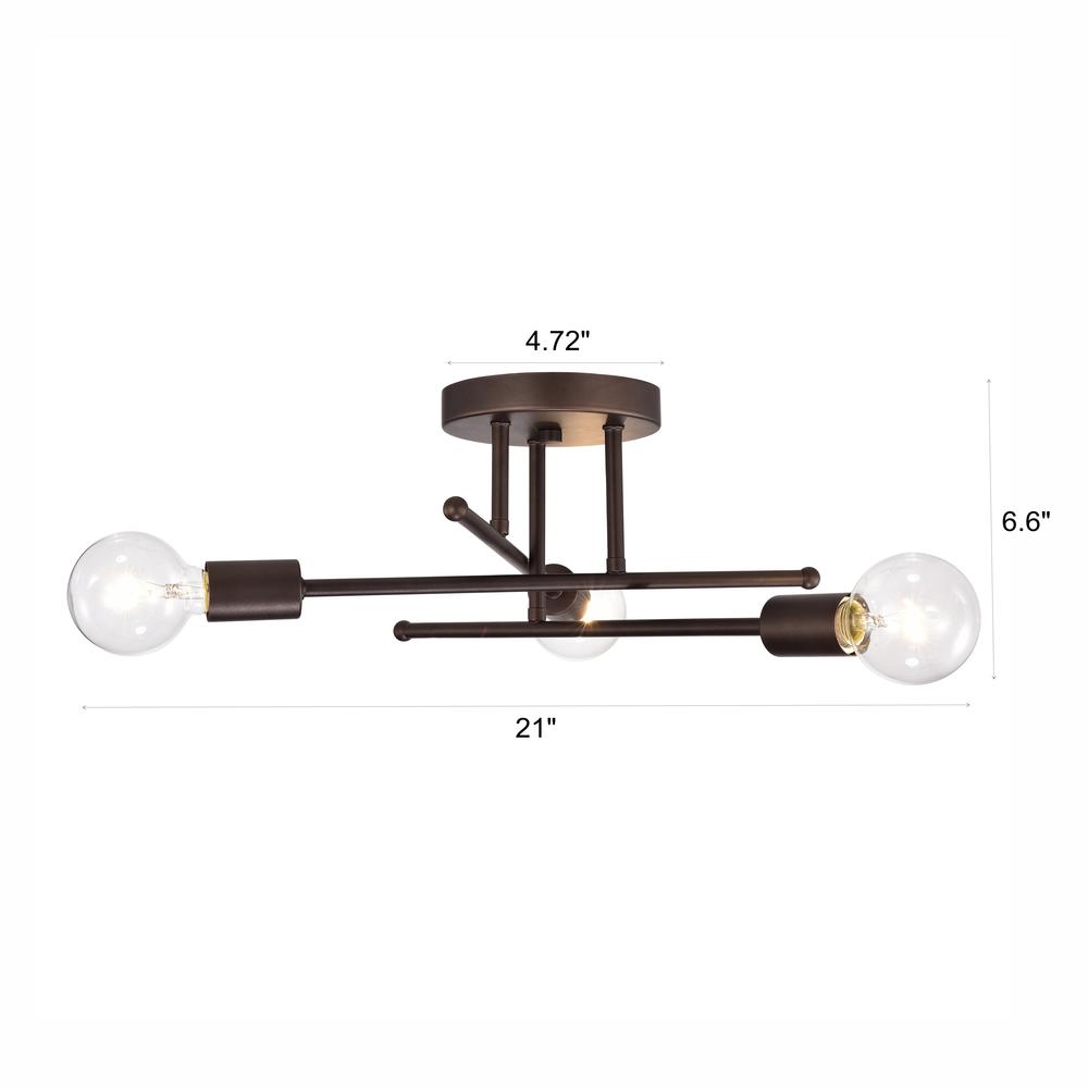 CHLOE Lighting IRONCLAD Industrial 3 Light Oil Rubbed Bronze Semi-Flush Ceiling Fixture 21" Wide. Picture 8