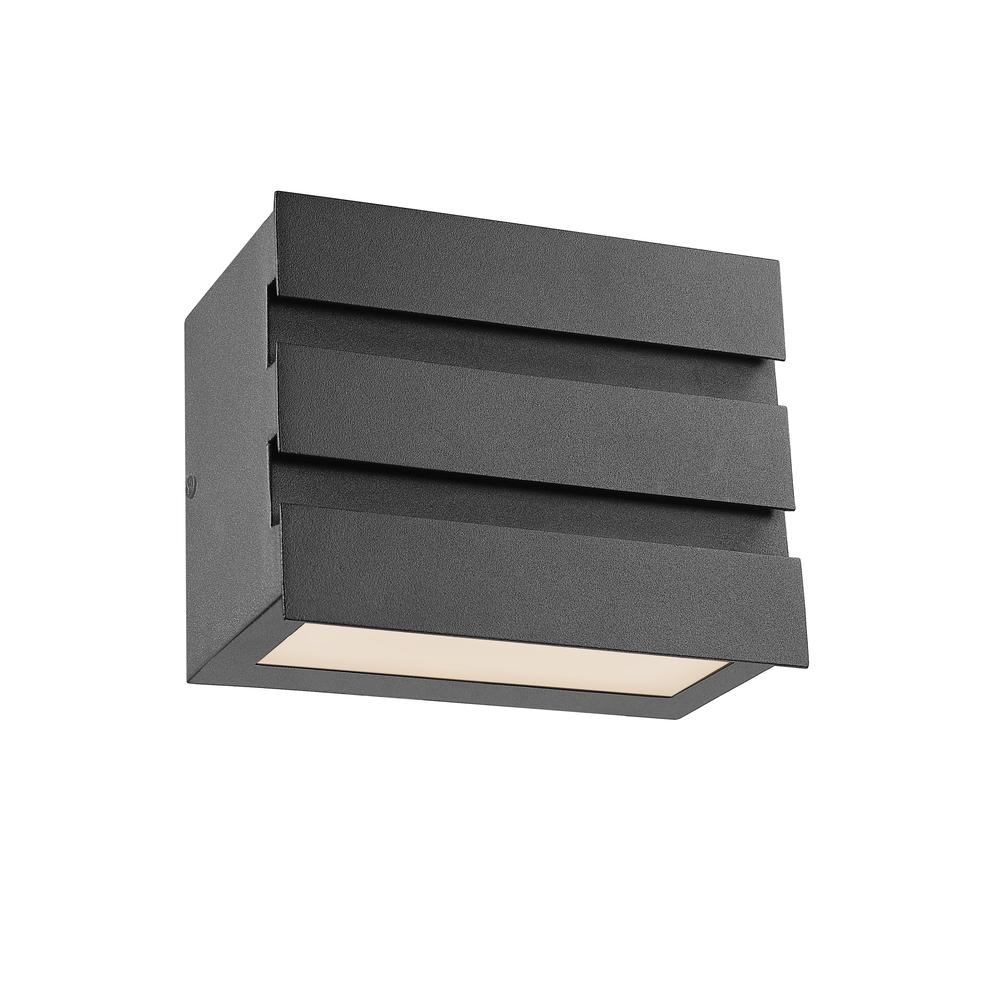 BECKETT Contemporary LED Light  Textured Black Outdoor Wall Sconce 5" Tall. Picture 4