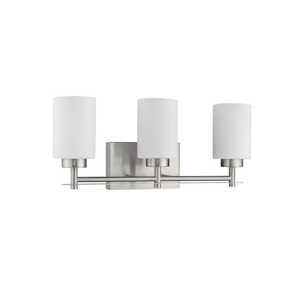 NEVAEH Transitional 3 Light Brushed Nickel Bath and Vanity Light 21" Wide. Picture 3