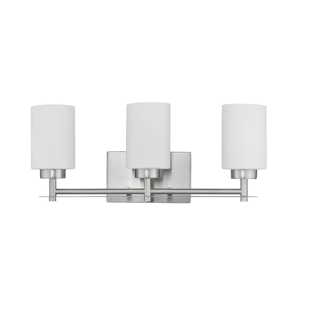NEVAEH Transitional 3 Light Brushed Nickel Bath and Vanity Light 21" Wide. Picture 2
