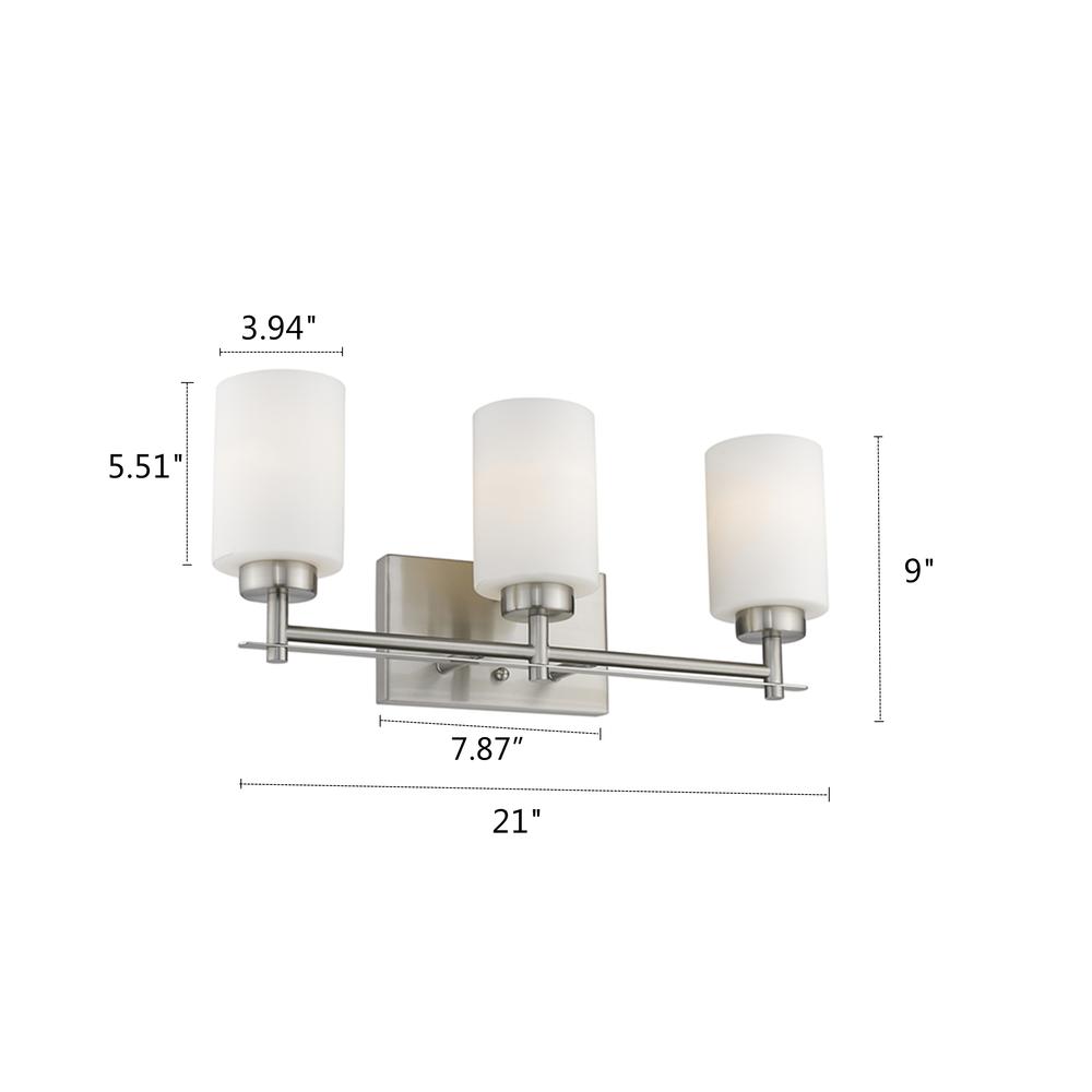 NEVAEH Transitional 3 Light Brushed Nickel Bath and Vanity Light 21" Wide. Picture 1