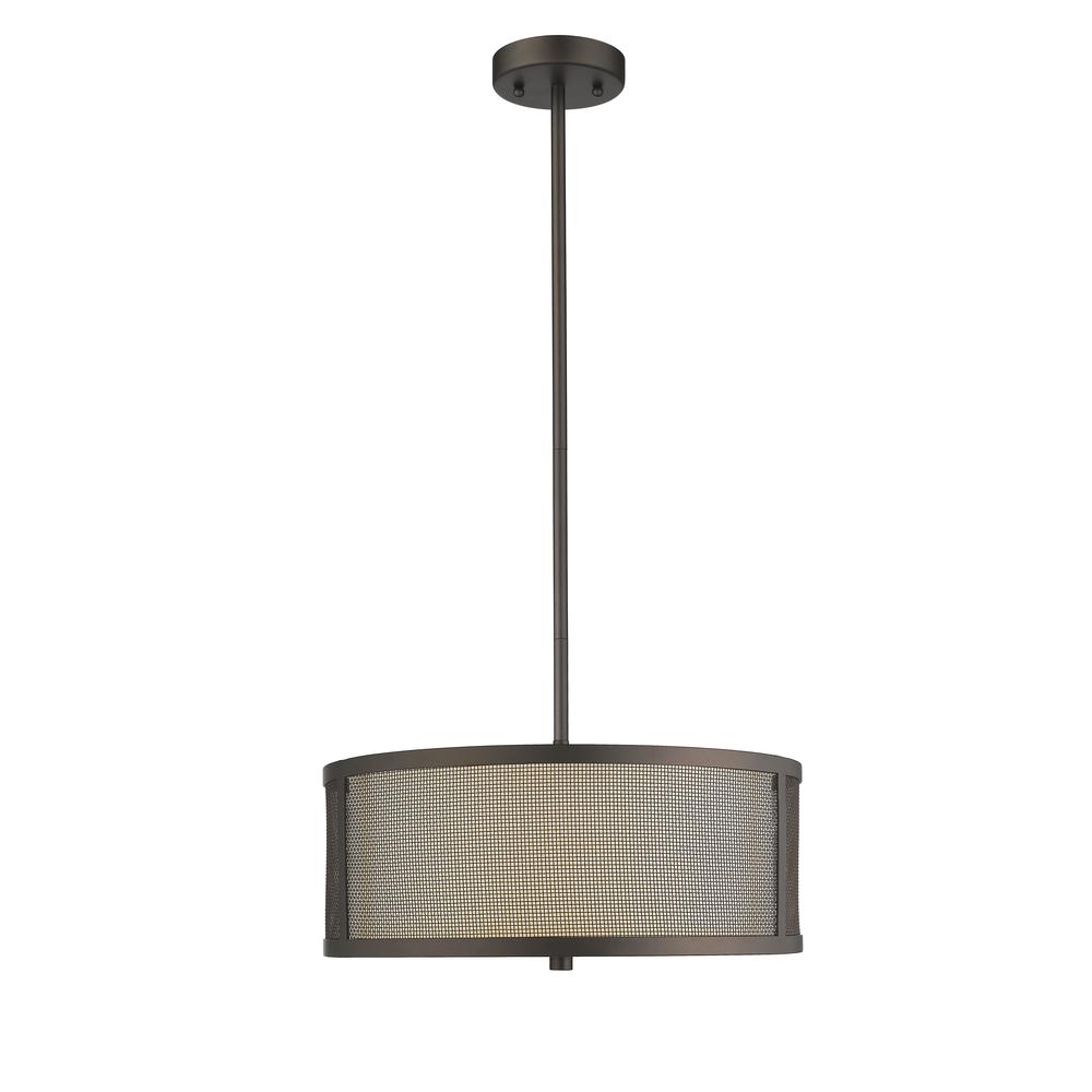 JULIANA Transitional 3 Light  Rubbed Bronze Ceiling Pendant 16" Wide. Picture 3