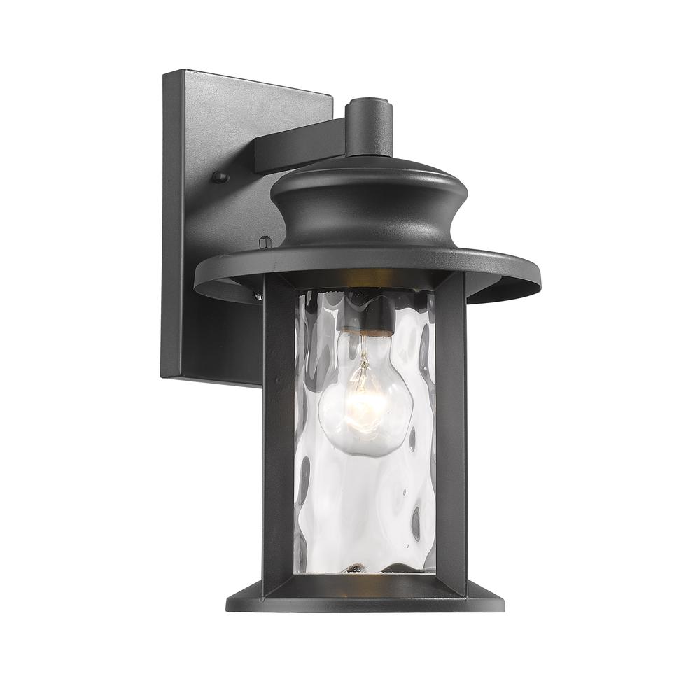 OWEN Transitional 1 Light Textured Black Outdoor Wall Sconce 14" Tall. Picture 1