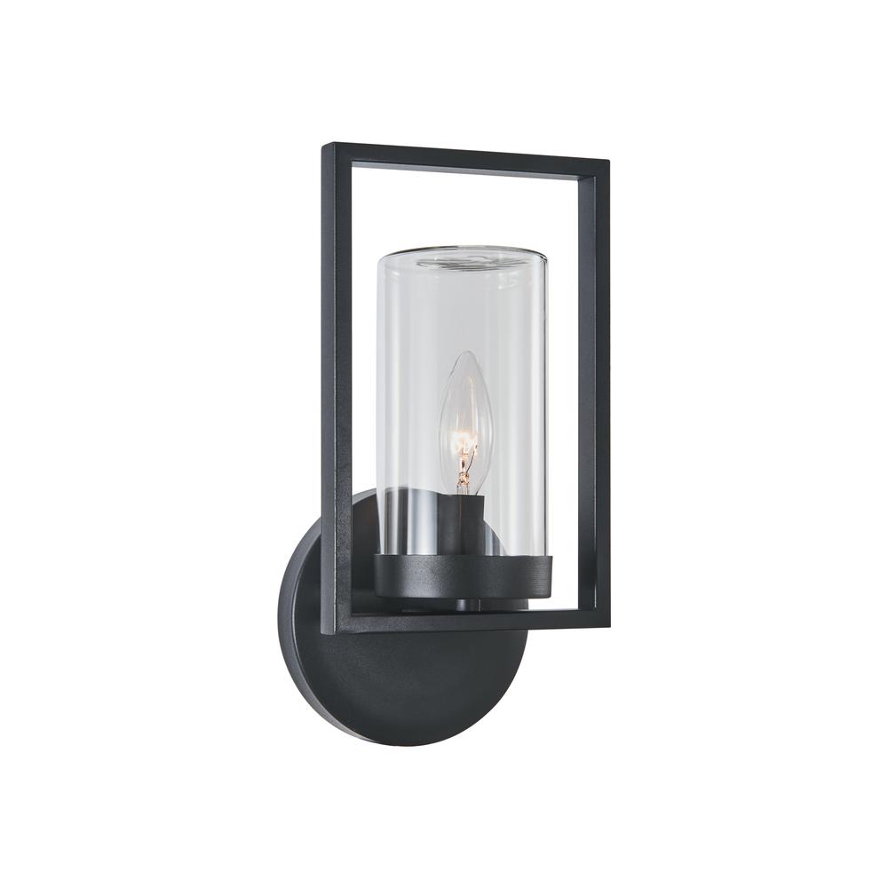 MATTHEW Transitional 1 Light Textured Black Outdoor/Indoor Wall Sconce 13" Tall. Picture 1