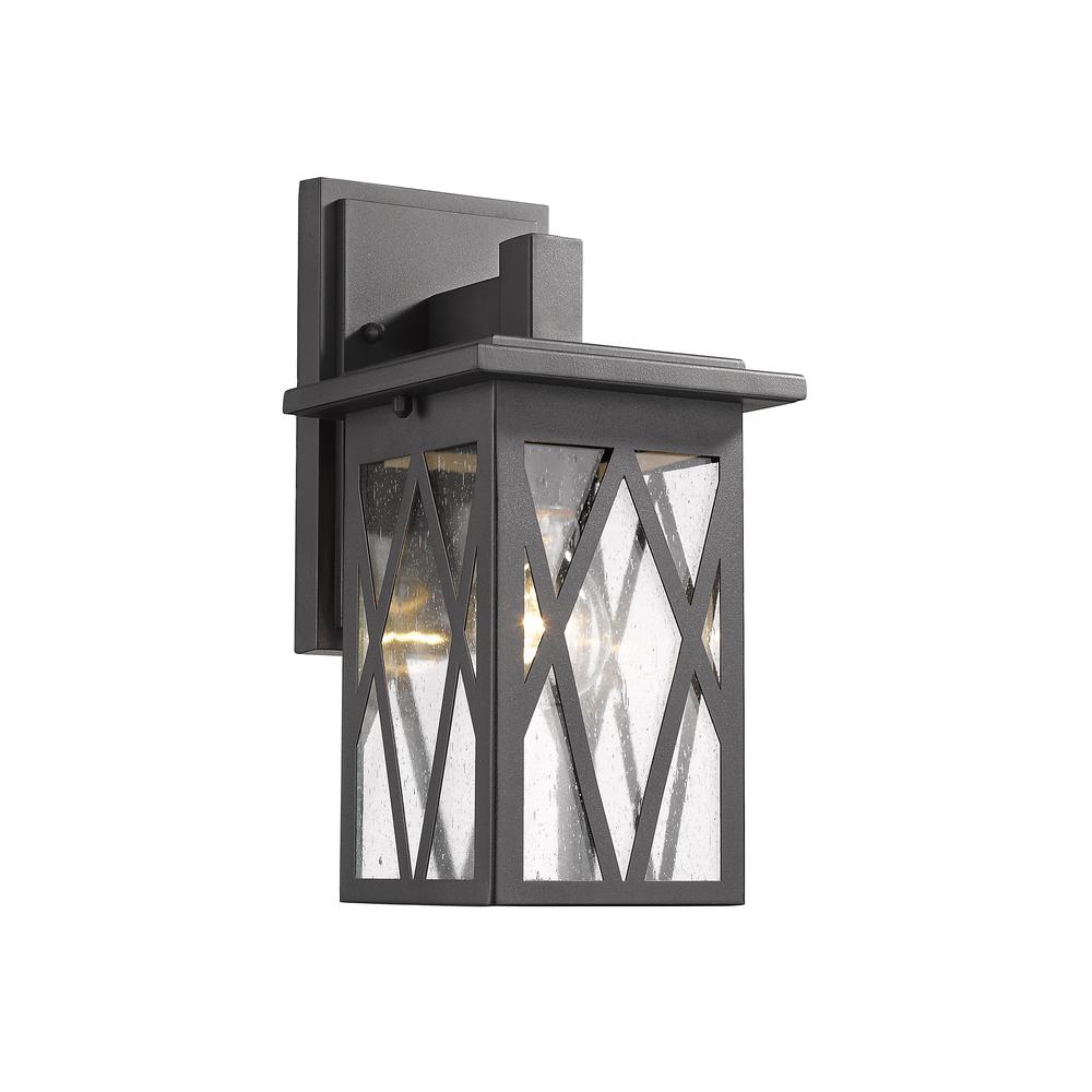 ANTHONY Transitional 1 Light Textured Black Outdoor Wall Sconce 12" Tall. Picture 1