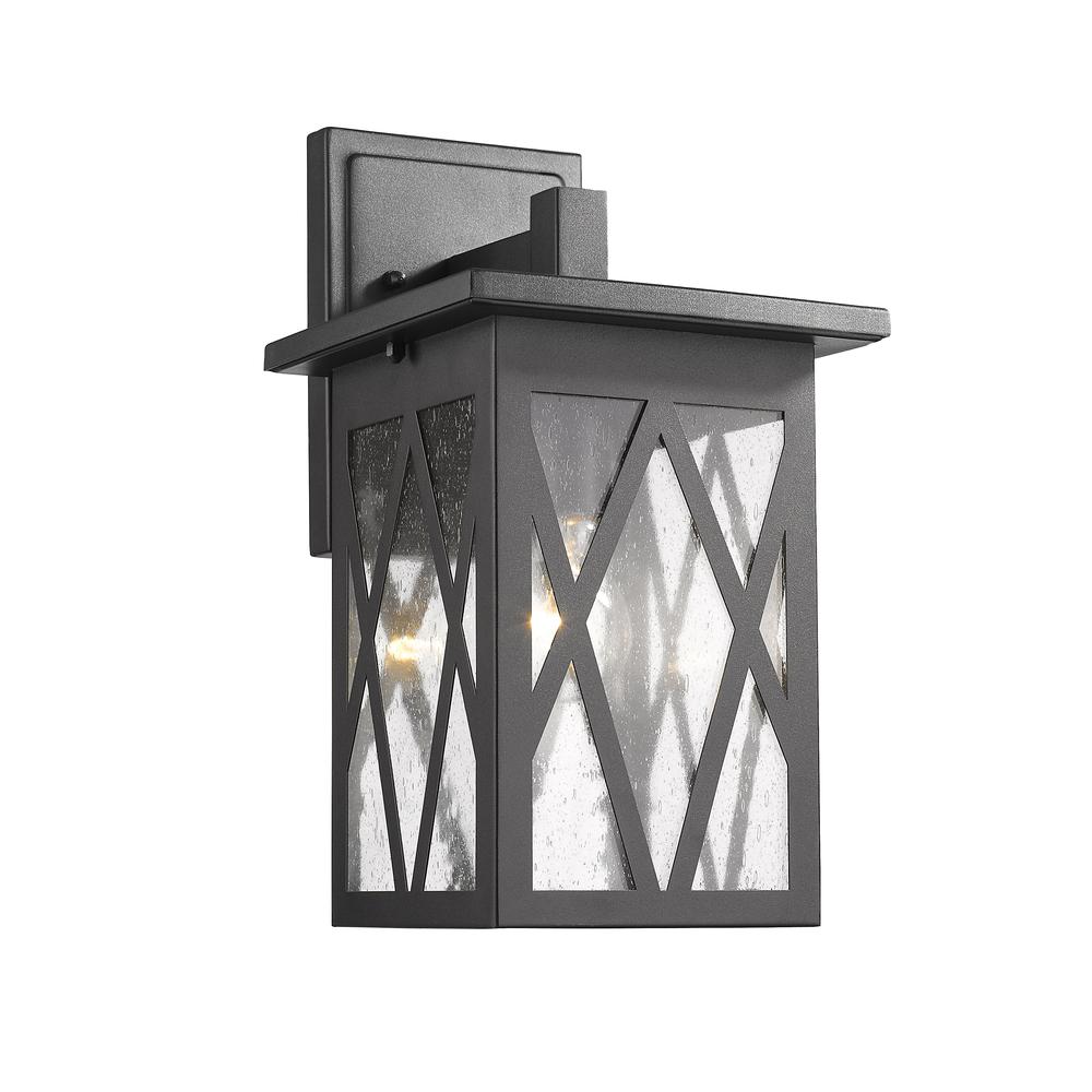 ANTHONY Transitional 1 Light Textured Black Outdoor Wall Sconce 14" Tall. Picture 1