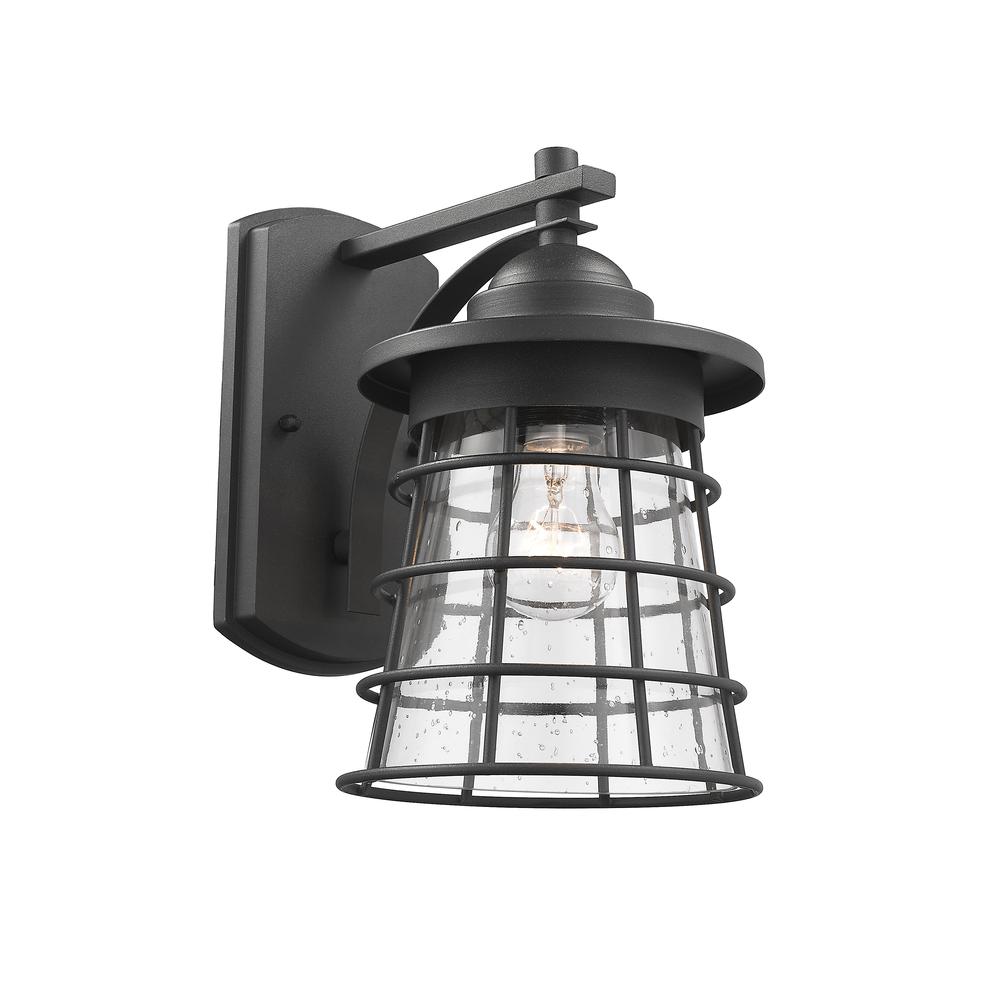 DAMON Transitional 1 Light Textured Black Outdoor Wall Sconce 11" Tall. Picture 4