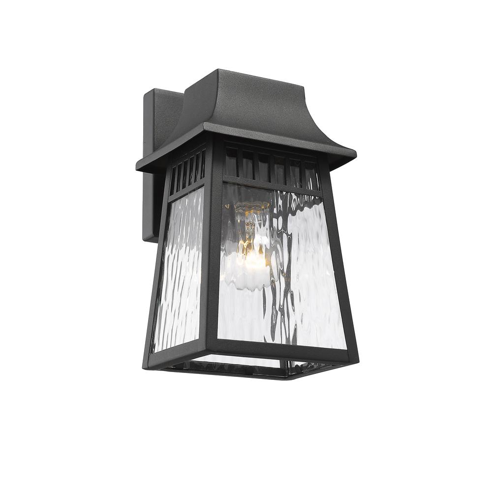 GRANT Transitional 1 Light Textured Black Outdoor Wall Sconce 10" Tall. Picture 4