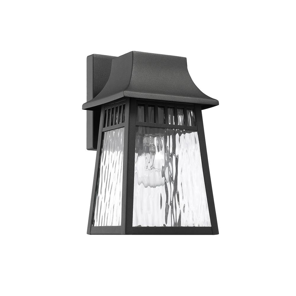 GRANT Transitional 1 Light Textured Black Outdoor Wall Sconce 10" Tall. Picture 3