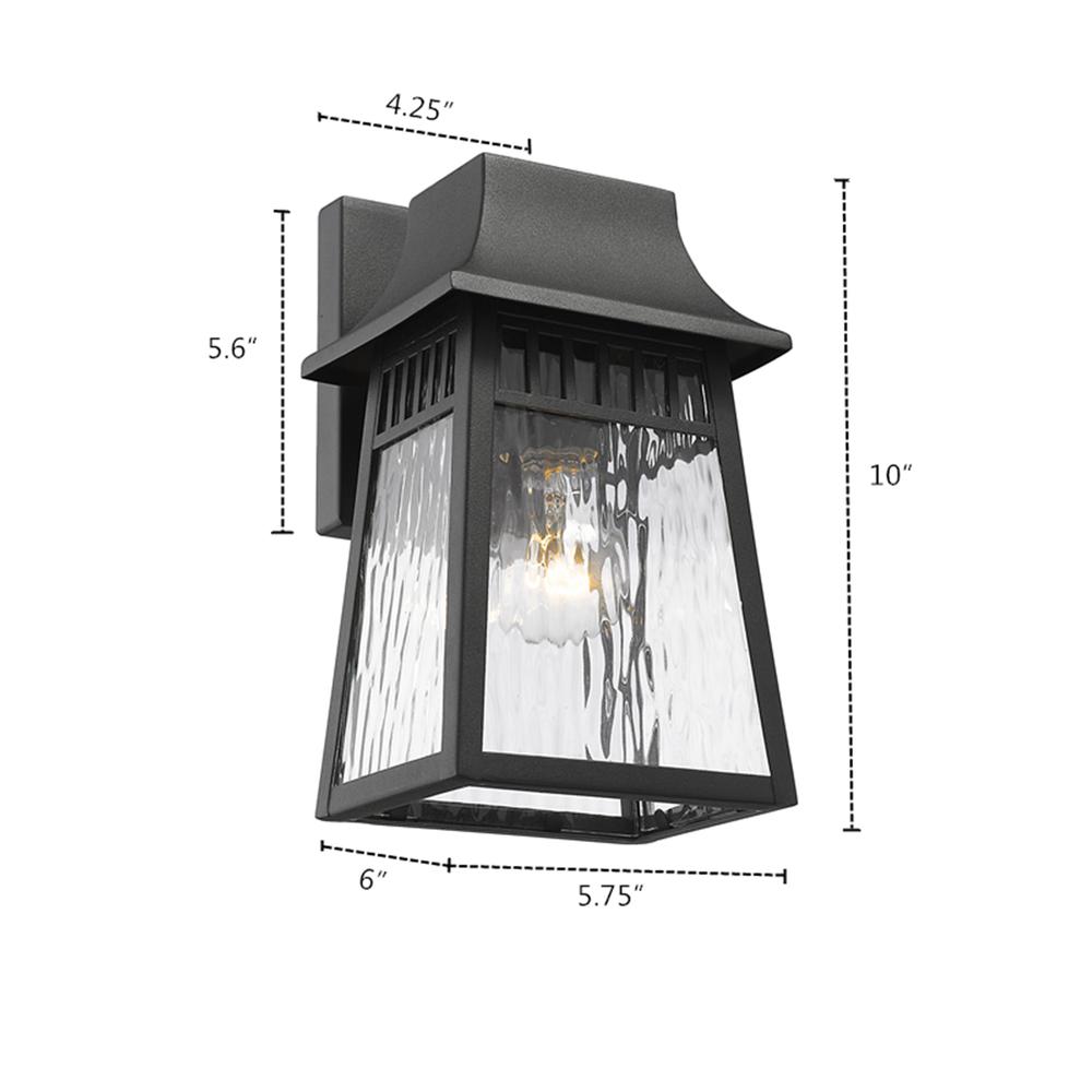 GRANT Transitional 1 Light Textured Black Outdoor Wall Sconce 10" Tall. Picture 1