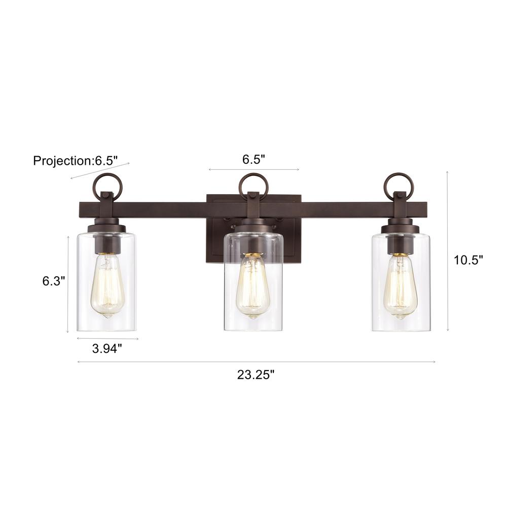 CHLOE Lighting EXTON Transitional 3 Light Oil Rubbed Bronze Bath Vanity Fixture 23" Wide. Picture 10