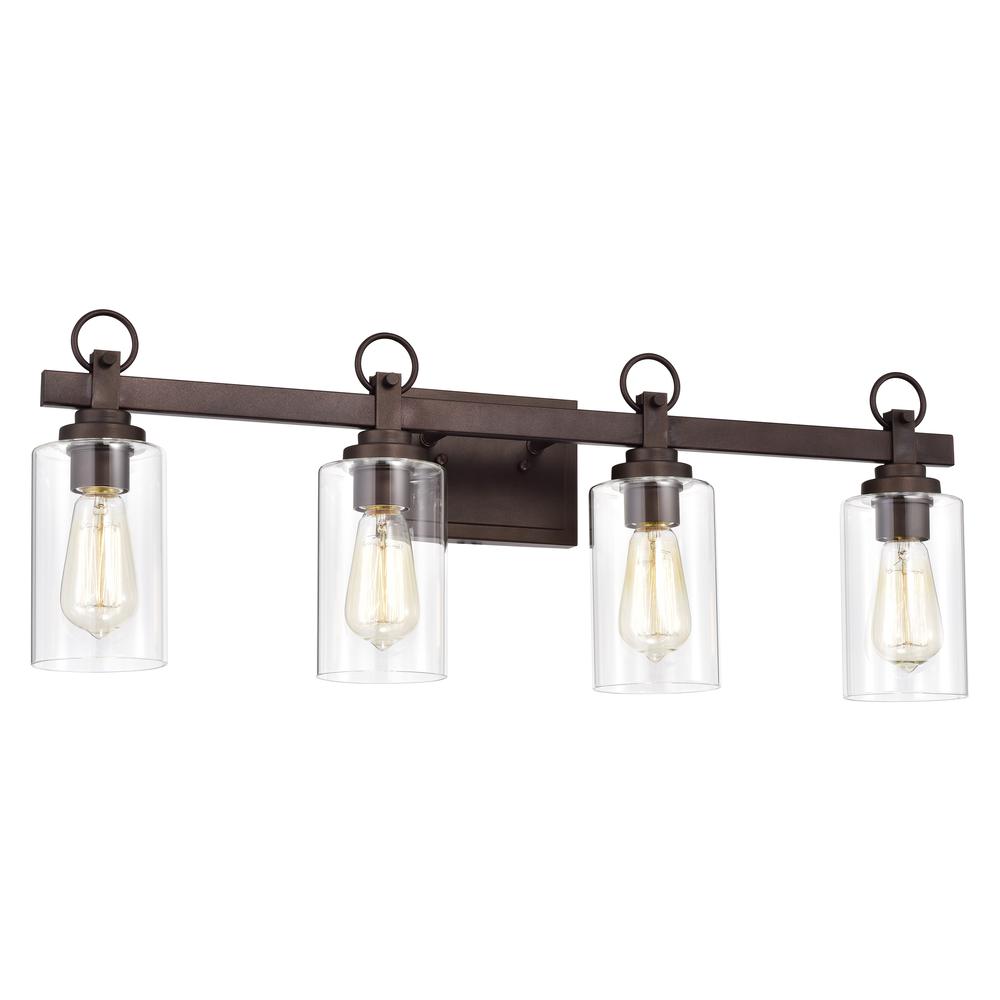 CHLOE Lighting EXTON Transitional 4 Light Oil Rubbed Bronze Bath Vanity Fixture 29" Wide. Picture 1