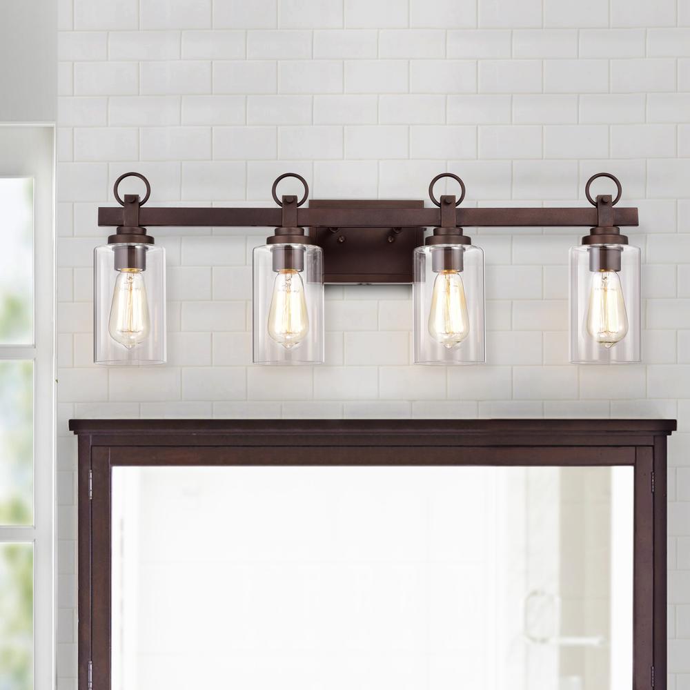 CHLOE Lighting EXTON Transitional 4 Light Oil Rubbed Bronze Bath Vanity Fixture 29" Wide. Picture 5