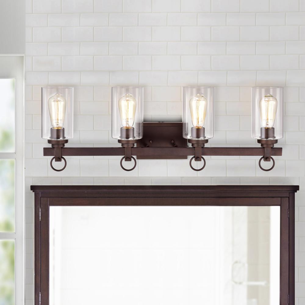 CHLOE Lighting EXTON Transitional 4 Light Oil Rubbed Bronze Bath Vanity Fixture 29" Wide. Picture 9