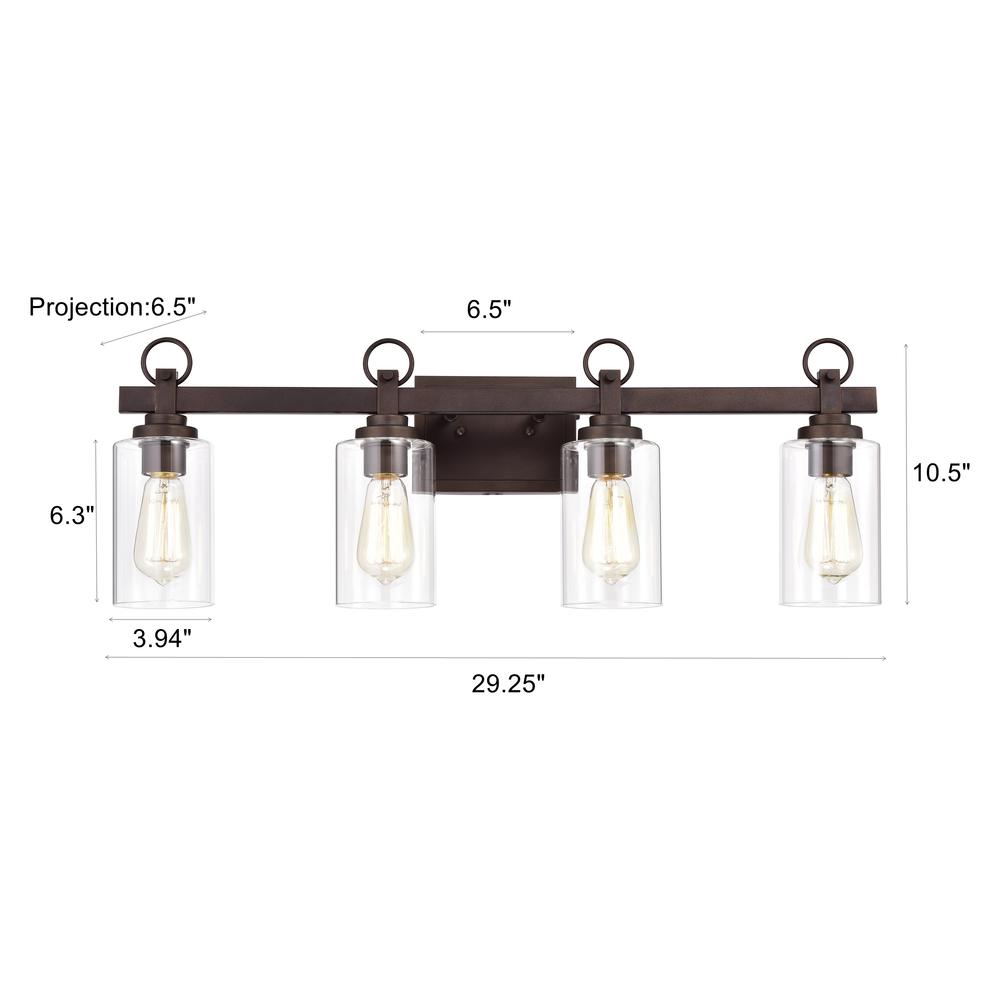 CHLOE Lighting EXTON Transitional 4 Light Oil Rubbed Bronze Bath Vanity Fixture 29" Wide. Picture 10