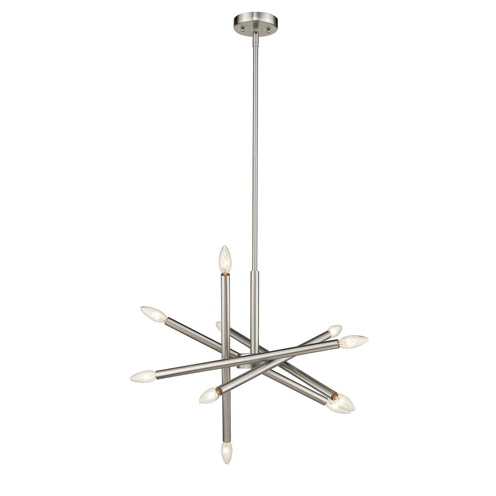 ADALYNN Transitional 10 Light Brushed Nickel Ceiling Pendant 19" Wide. Picture 4