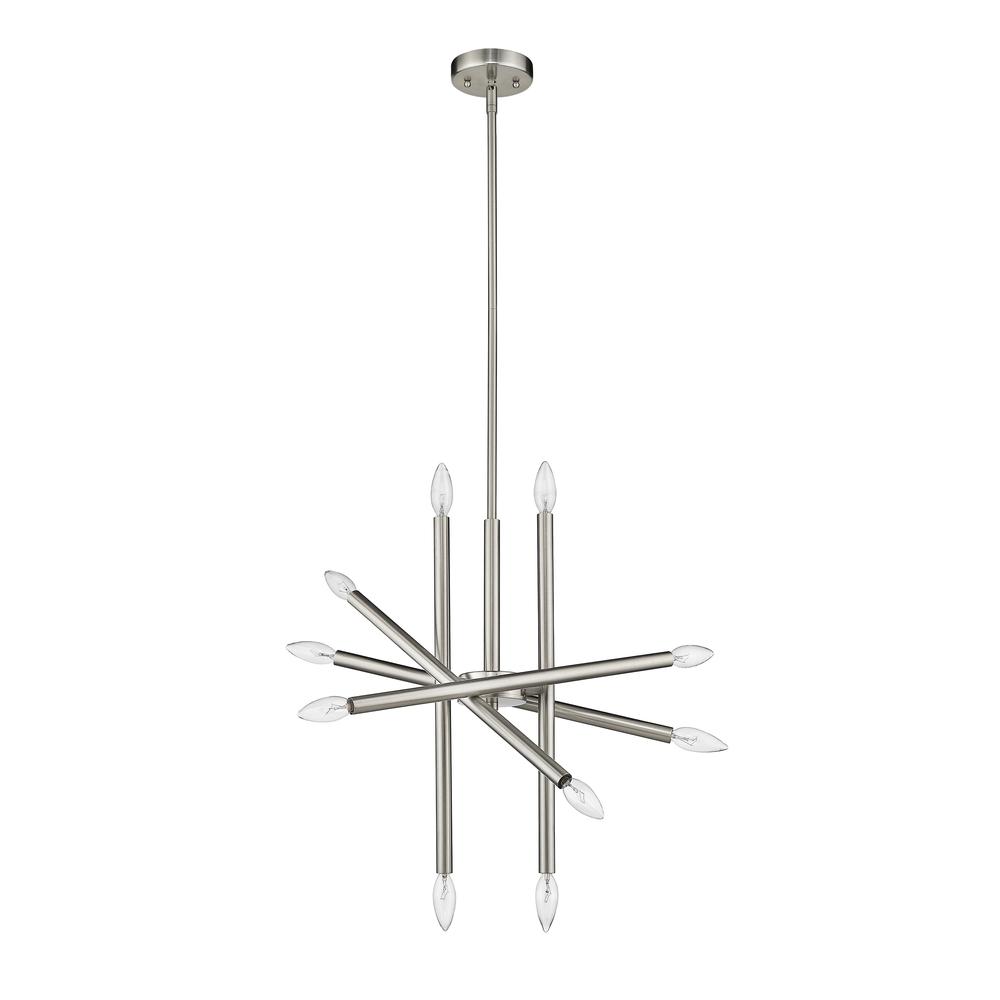 ADALYNN Transitional 10 Light Brushed Nickel Ceiling Pendant 19" Wide. Picture 3