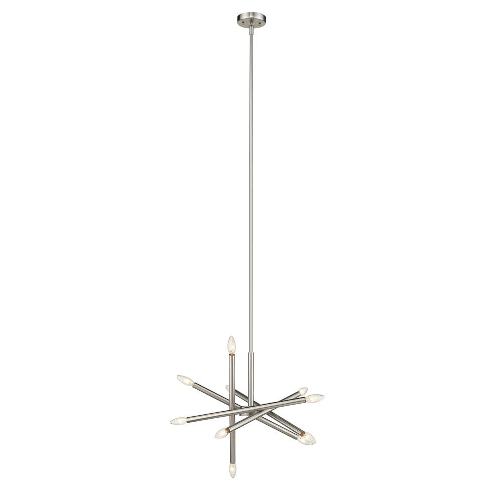ADALYNN Transitional 10 Light Brushed Nickel Ceiling Pendant 19" Wide. Picture 2