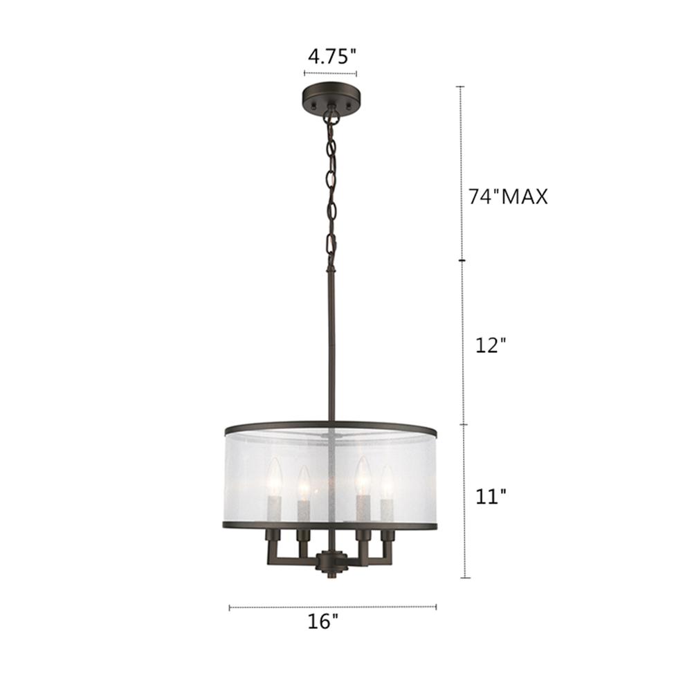 VALENTINA Transitional 4 Light  Rubbed Bronze Ceiling Pendant 16" Wide. The main picture.