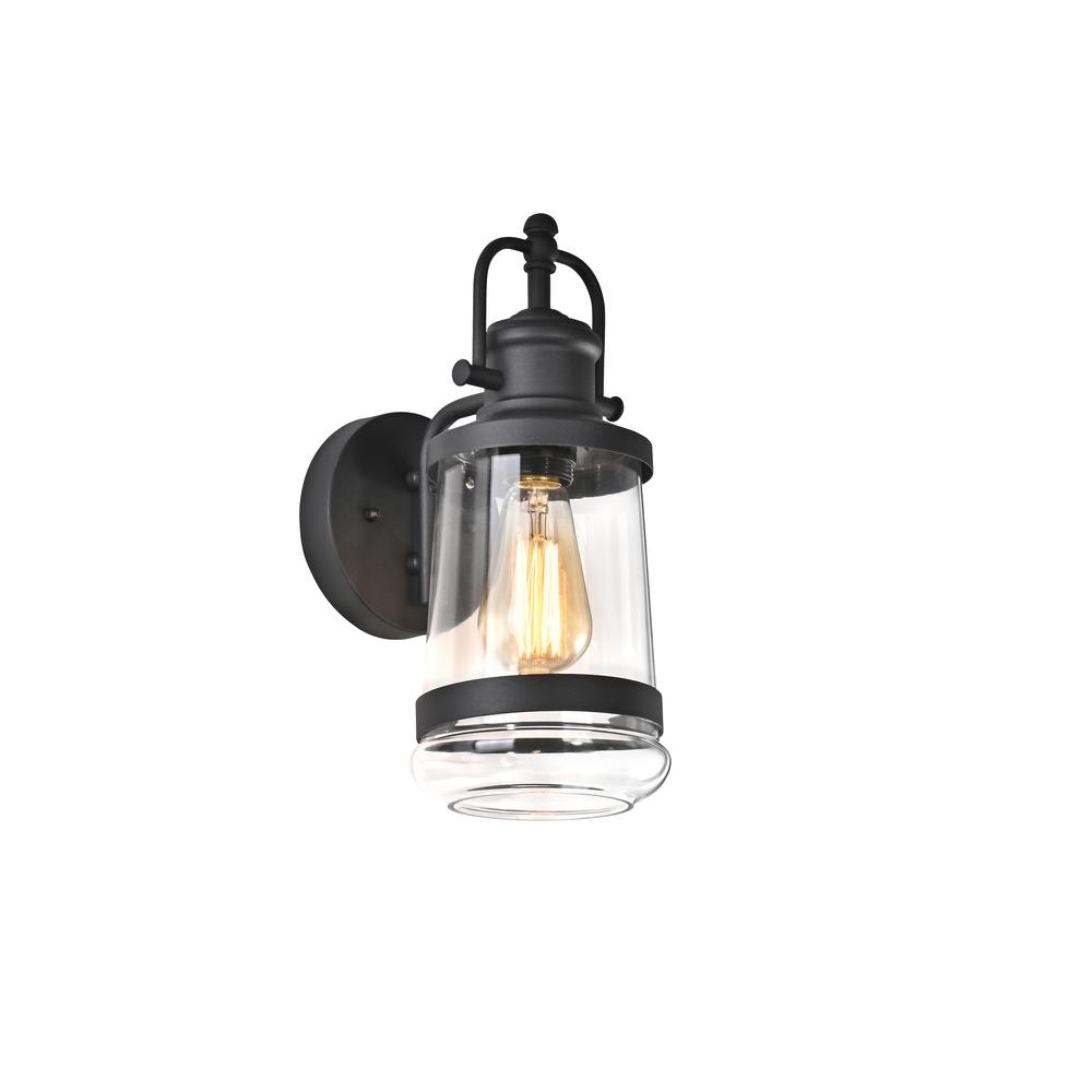 CHLOE Lighting DERRICK Transitional 1 Light Textured Black Outdoor Wall Sconce 14" Height. Picture 1