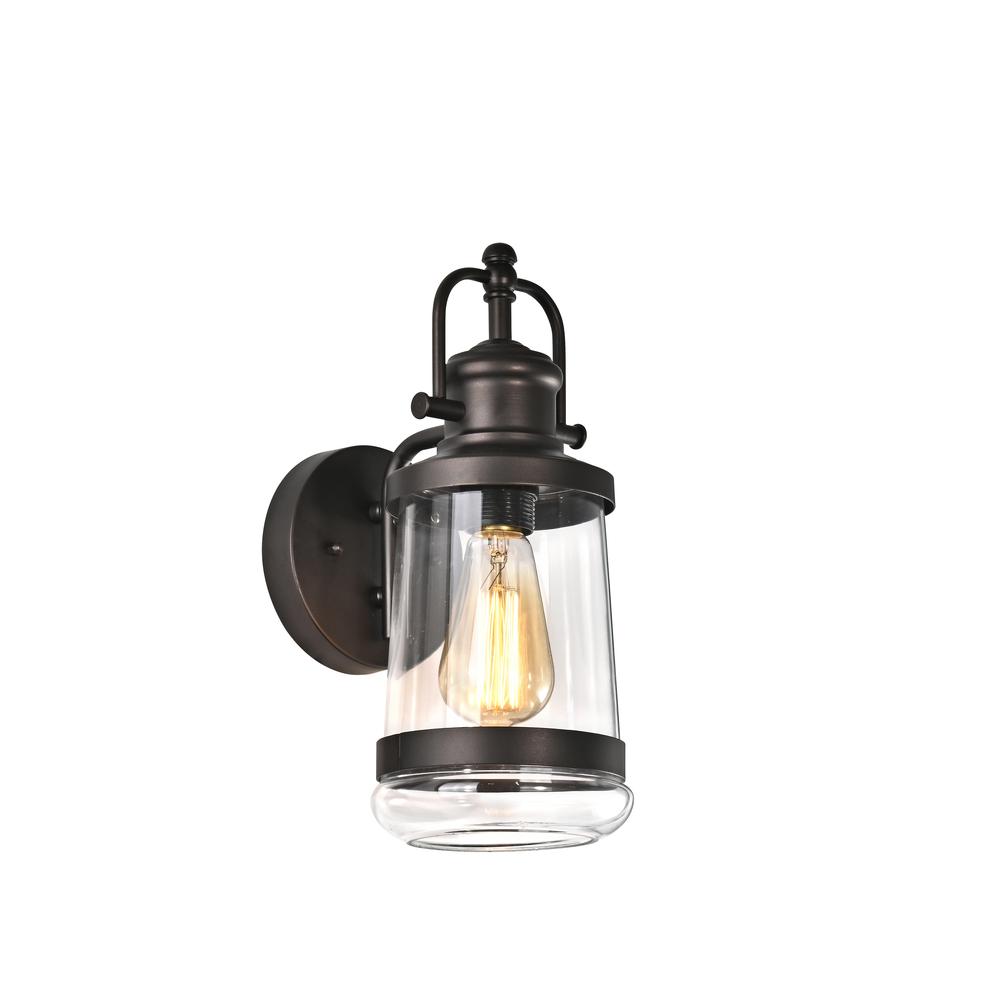 CHLOE Lighting DERRICK Transitional 1 Light Rubbed Bronze Outdoor Wall Sconce 14" Height. Picture 1