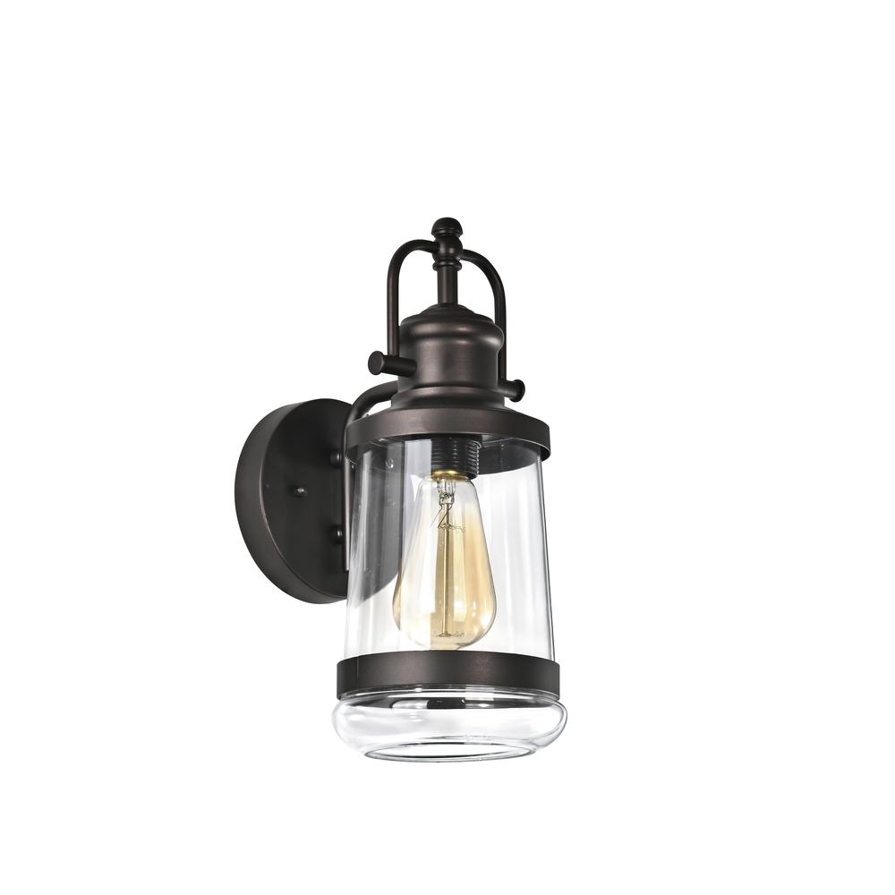 CHLOE Lighting DERRICK Transitional 1 Light Rubbed Bronze Outdoor Wall Sconce 14" Height. Picture 2