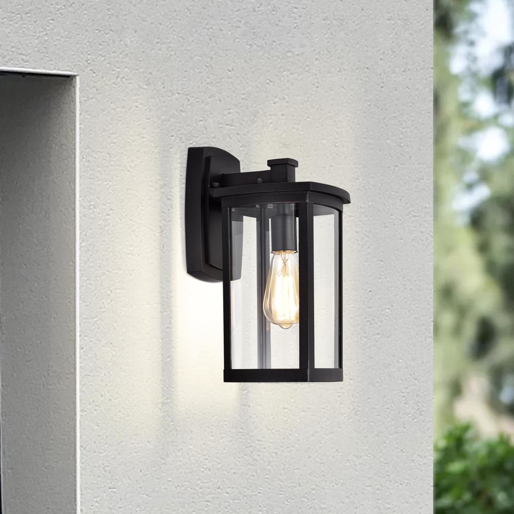CHLOE Lighting QUILL Transitional 1 Light Textured Black Outdoor Wall Sconce 14" Height. Picture 10