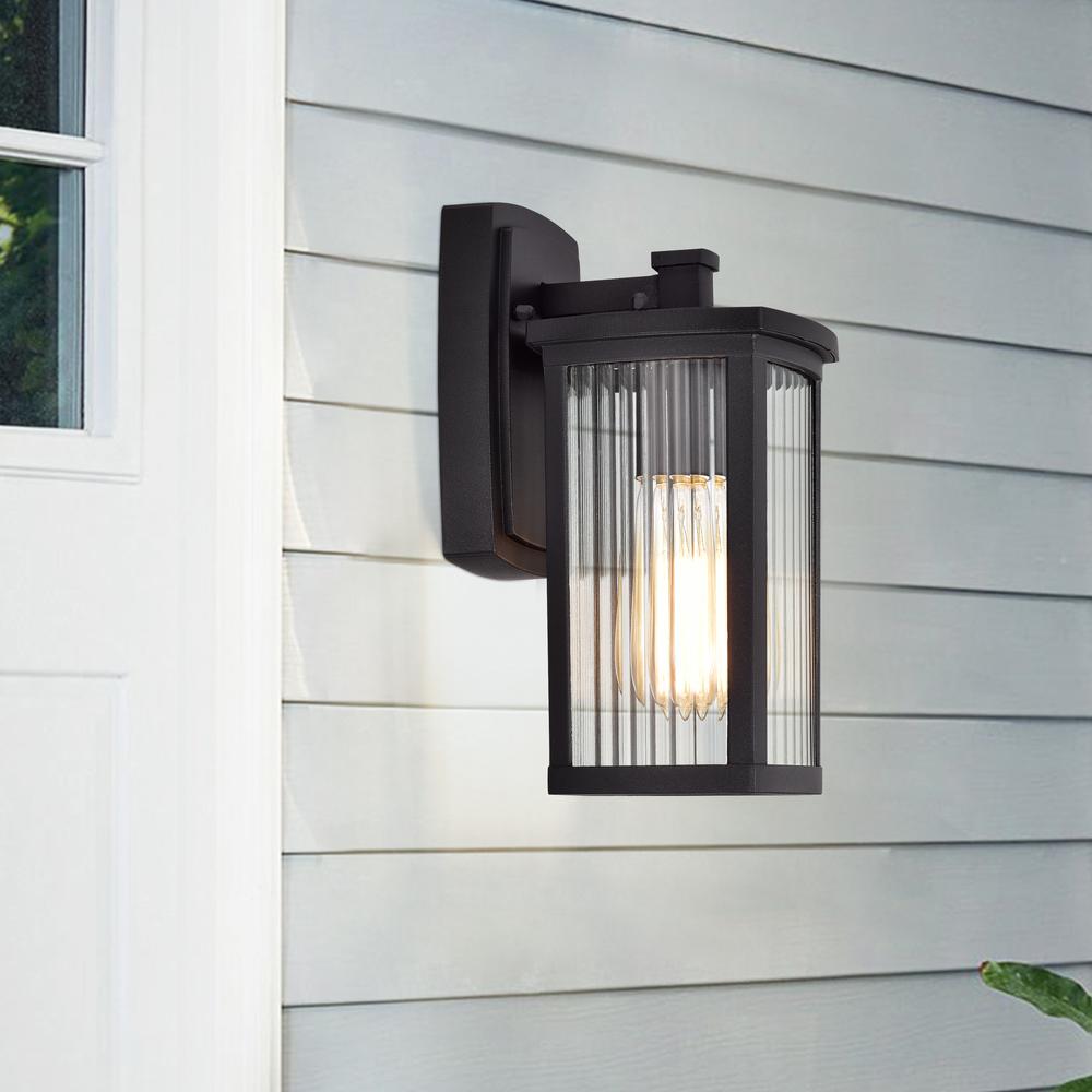 CHLOE Lighting EVIE Transitional 1 Light Textured Black Outdoor Wall Sconce 11" Height. Picture 9
