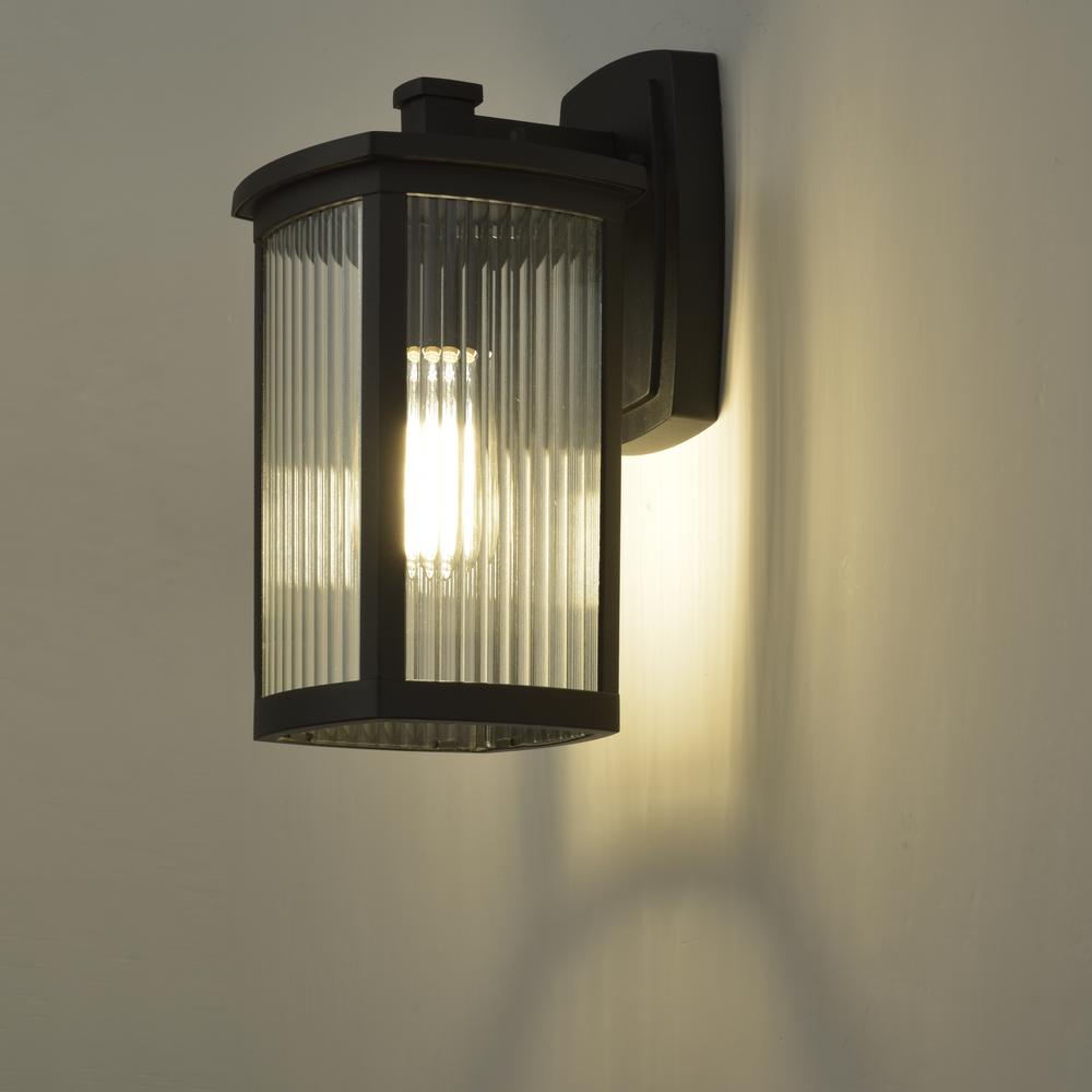 CHLOE Lighting EVIE Transitional 1 Light Textured Black Outdoor Wall Sconce 14" Height. Picture 8