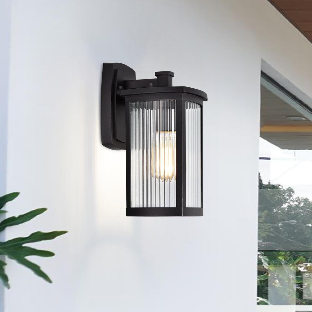 CHLOE Lighting EVIE Transitional 1 Light Textured Black Outdoor Wall Sconce 14" Height. Picture 10