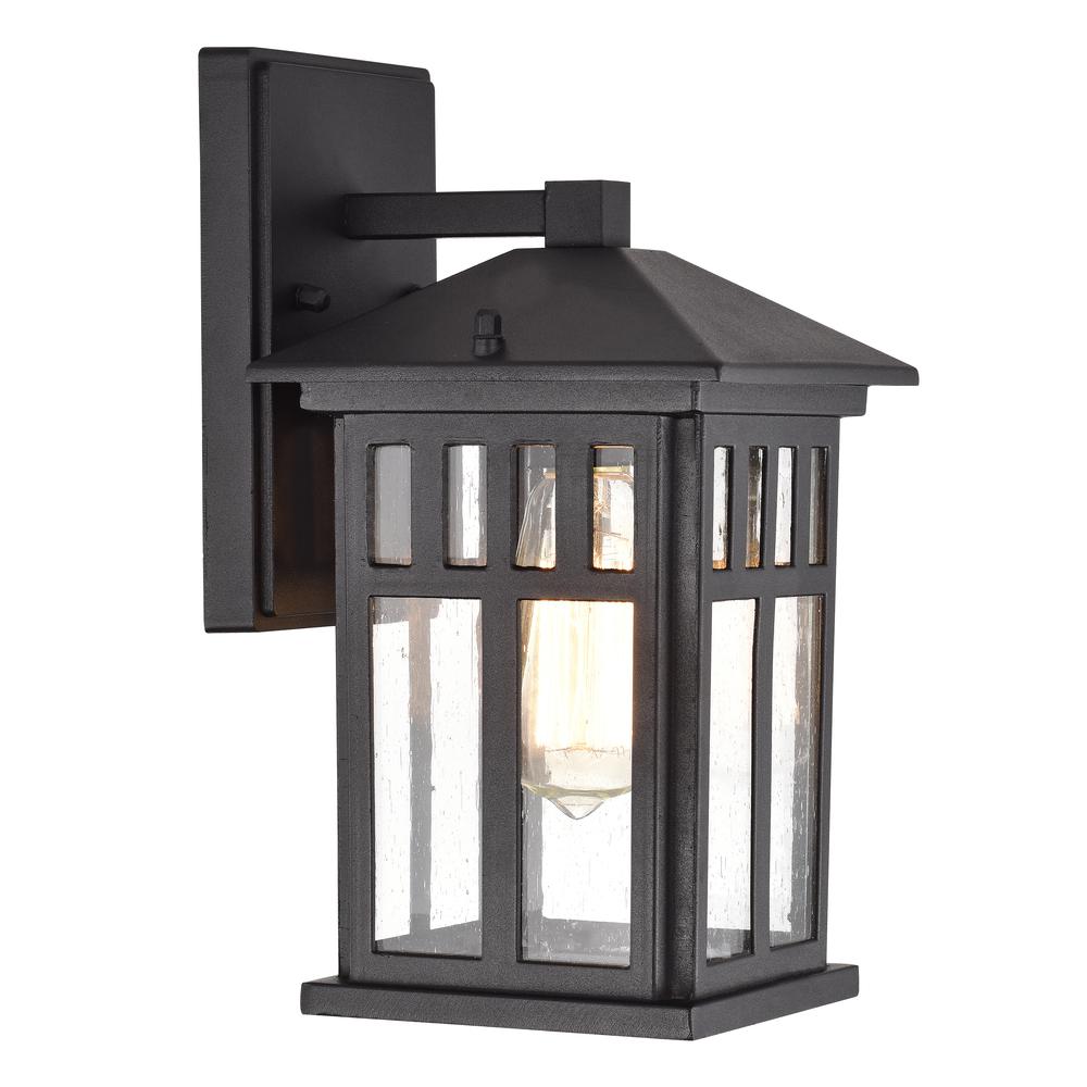 CHLOE Lighting JESSE Transitional 1 Light Textured Black Outdoor Wall Sconce 12" Height. Picture 1